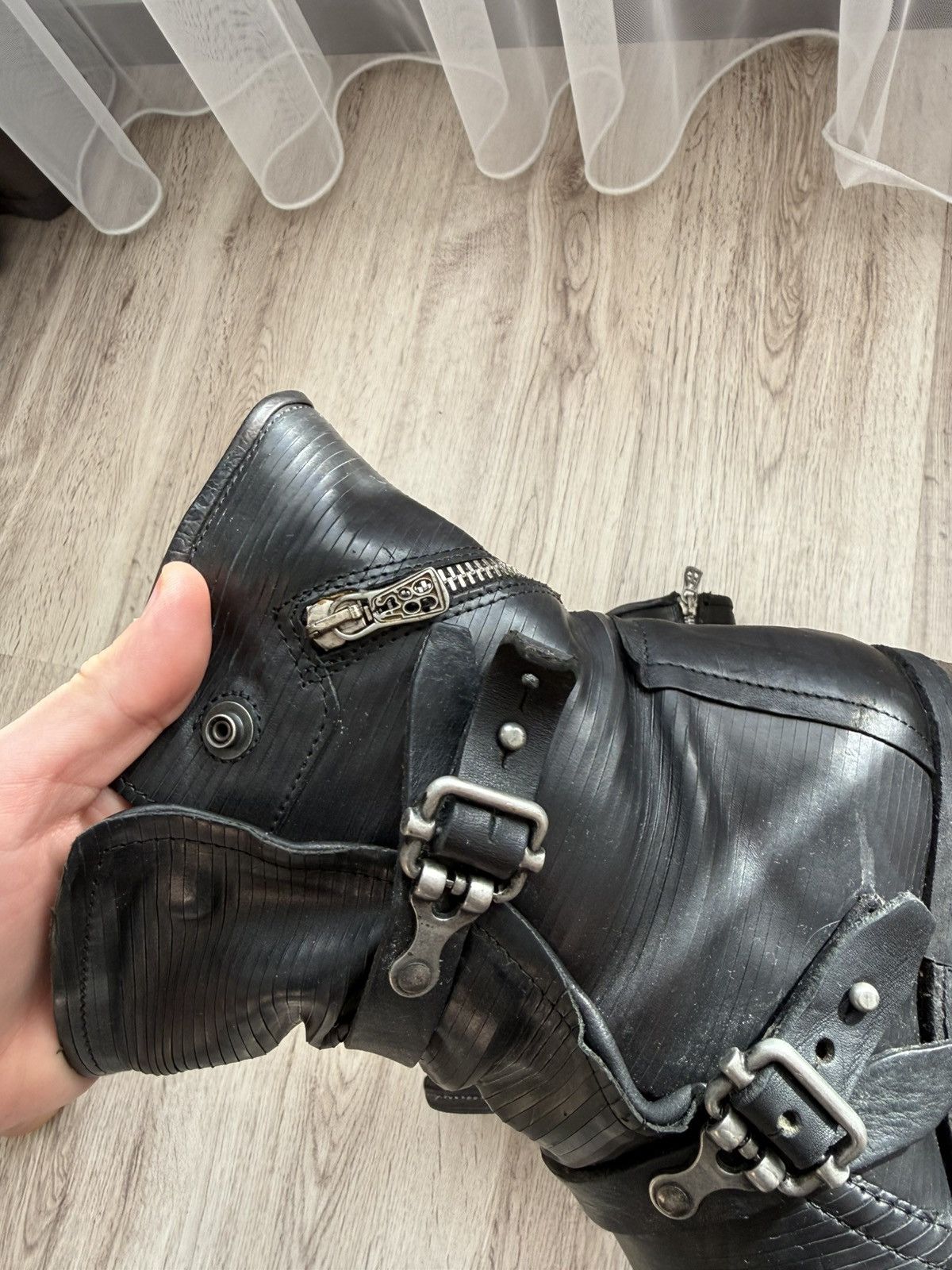 A.S.98 Airstep A.S.98 Black Leather Buckle Strap Zip Biker EU 38 Size US 8 / IT 38 - 2 Thumbnail