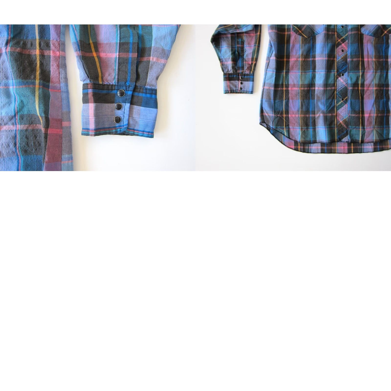 Vintage Vtg Rustler XLong Tails Pink Plaid Snap Button Collared Western Shirt L 16 32/33 Size US L / EU 52-54 / 3 - 8 Thumbnail