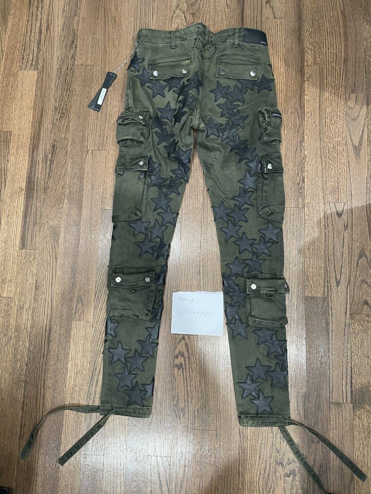 Amiri Amiri x Chemist Black Leather Star Patch Tactical Cargo Jean Size US 30 / EU 46 - 2 Thumbnail