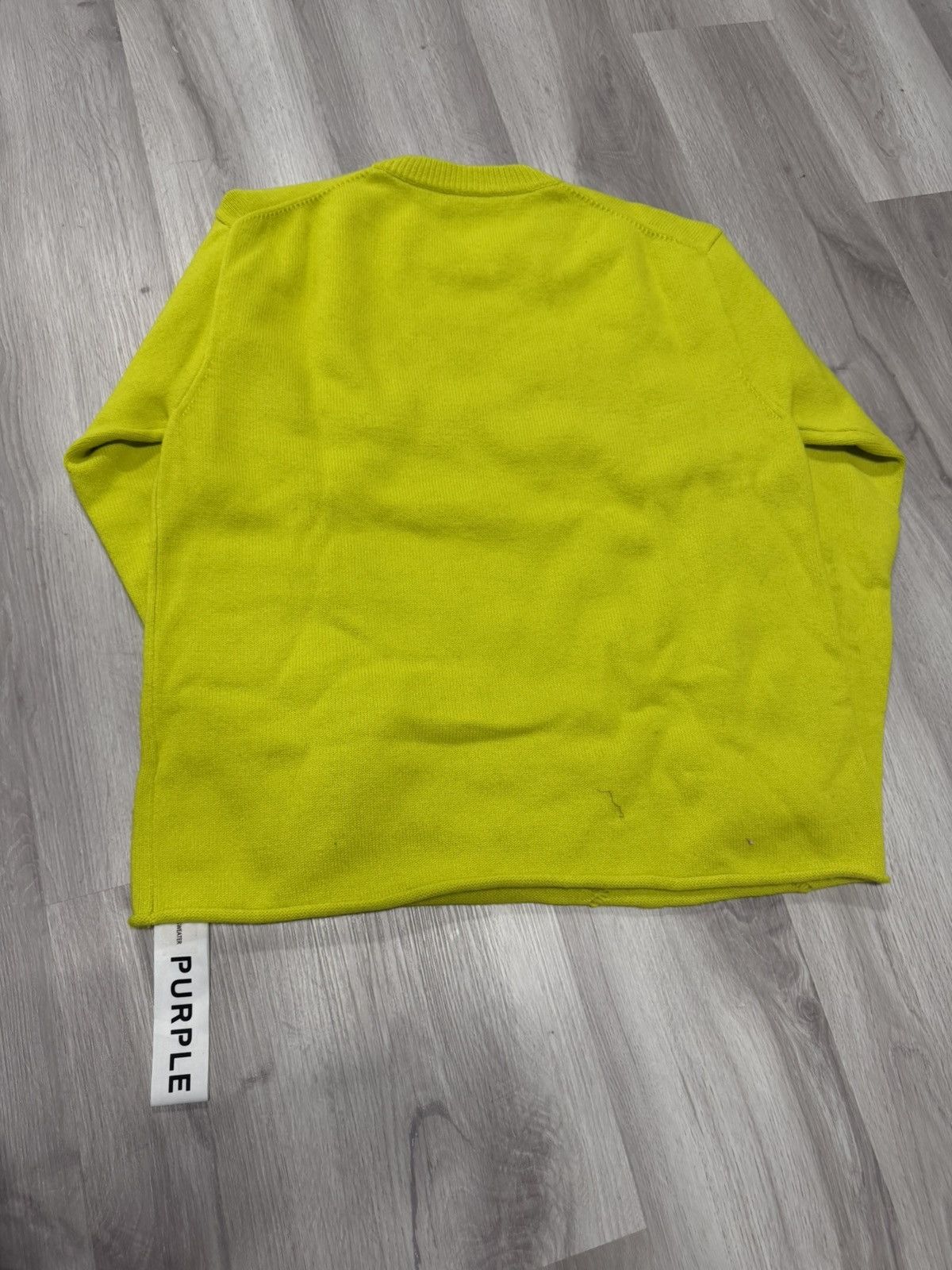 Purple Brand Purple Brand Script Logo Distressed Sweater Sulphur Size US M / EU 48-50 / 2 - 4 Thumbnail