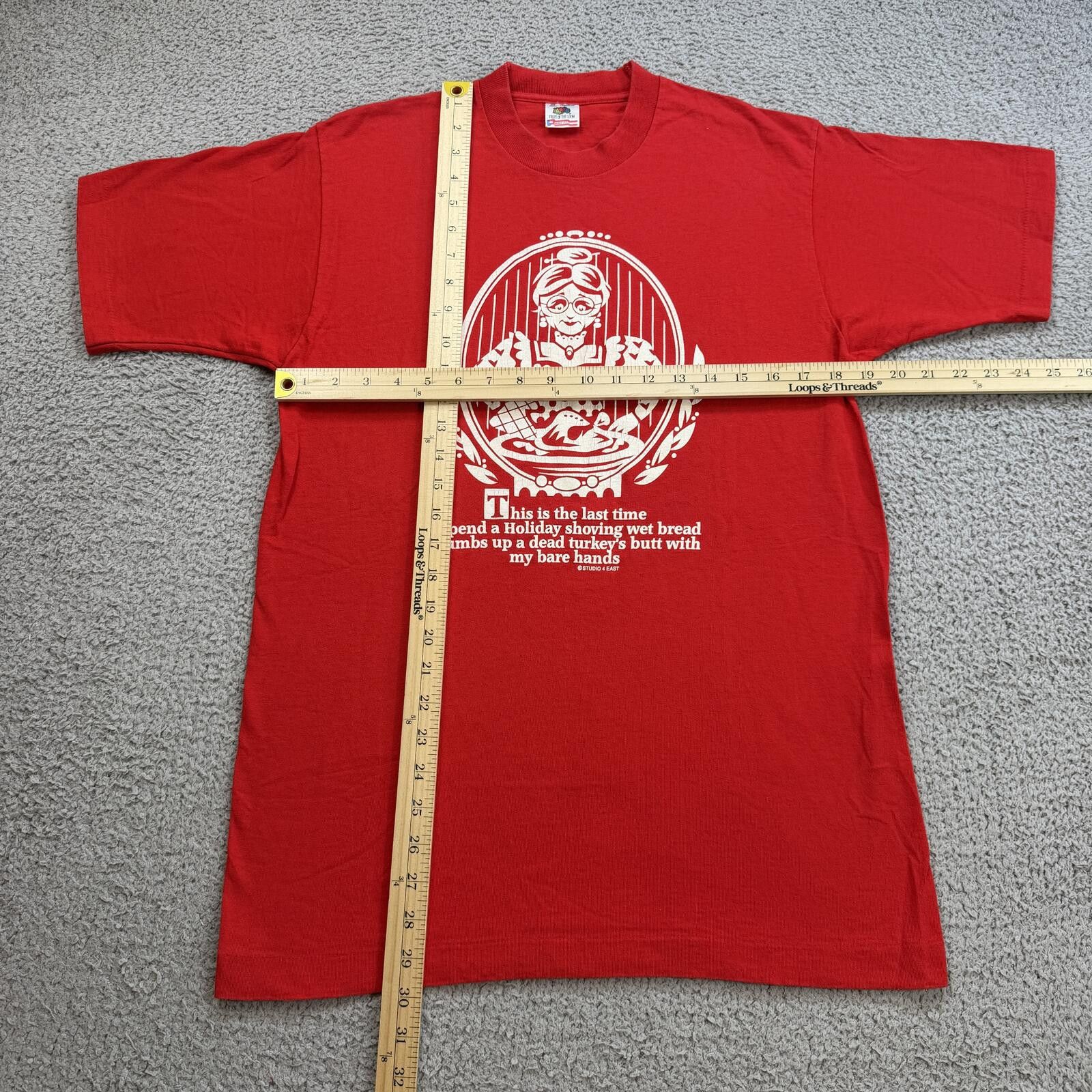 Fruit Of The Loom Vintage 90s Thanksgiving Novelty T Shirt Funny Turkey Granma Size US M / EU 48-50 / 2 - 4 Thumbnail