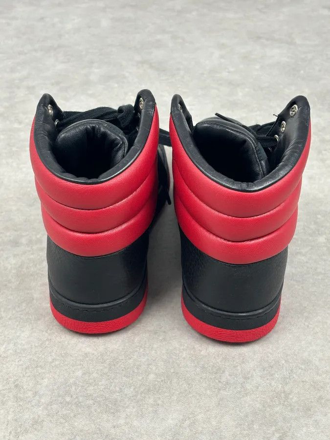 Gucci Gucci Black Red Leather High-Top Sneakers Size US 7 / EU 40 - 13 Thumbnail