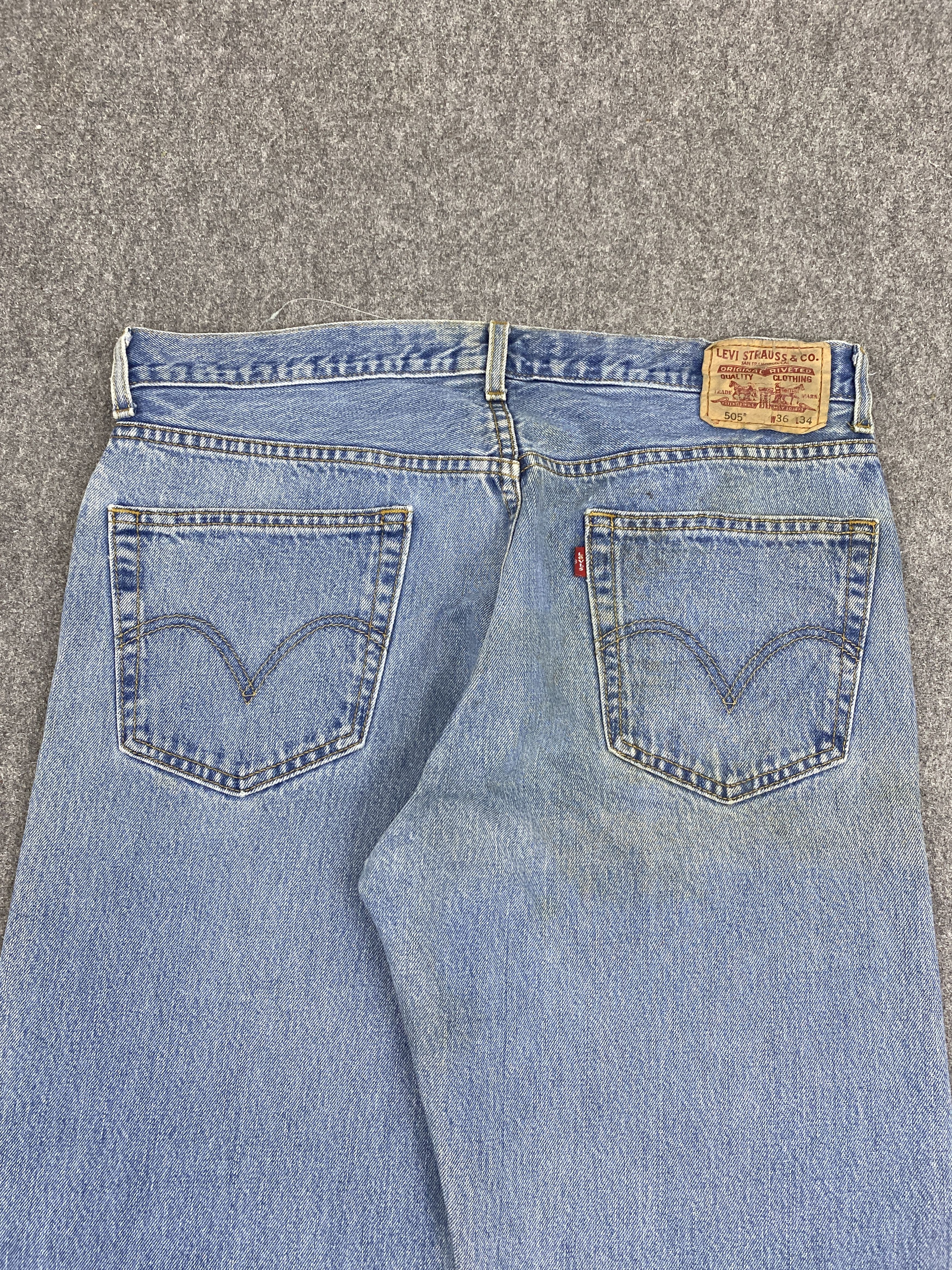 Vintage Levis 505 Splatter Paint Blue Denim Jeans