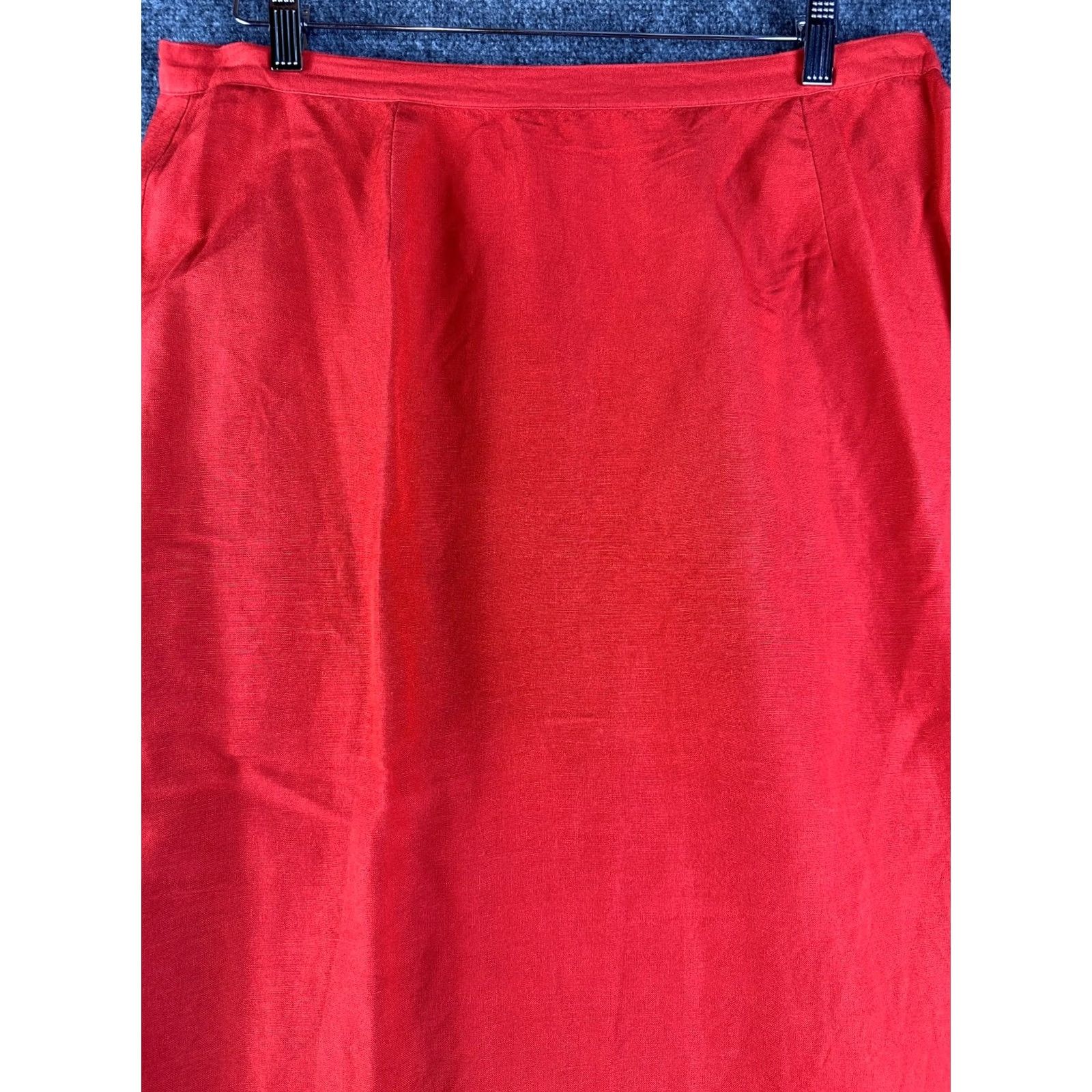 Vintage Ashley Stewart Skirt Womens 16W Red Fringe Maxi Back Zip Linen Size 38" / US 16 / IT 52 - 3 Thumbnail