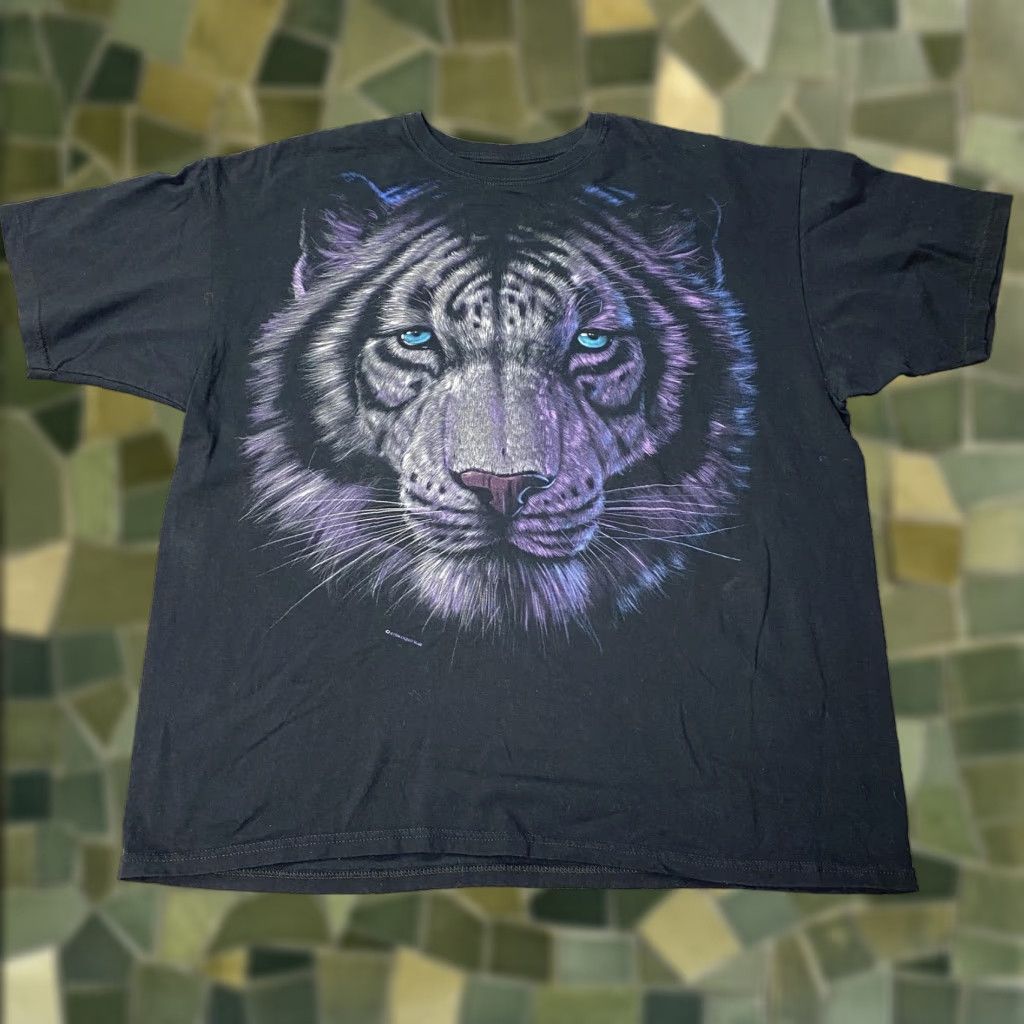 Liquid Blue VINTAGE Liquid Blue Graphic T-Shirt Mens 2XL Black Tiger 90s Double Sided Print Size US XXL / EU 58 / 5 - 1 Thumbnail