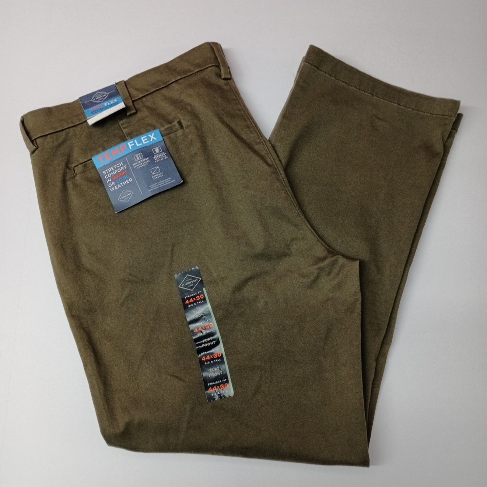 St. Johns Bay St John's Bay Temp Flex Straight Pants Mens 44x30 Dark Olive Size US 44 / EU 60 - 1 Thumbnail