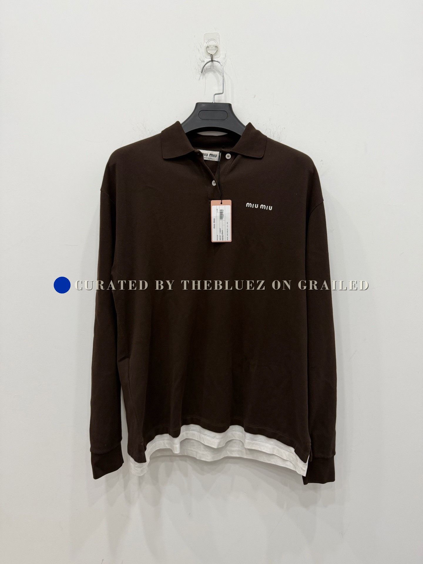 Miu Miu Miumiu Brown Fake Two-Piece Polo Shirt Size XS / US 0-2 / IT 36-38 - 1 Thumbnail