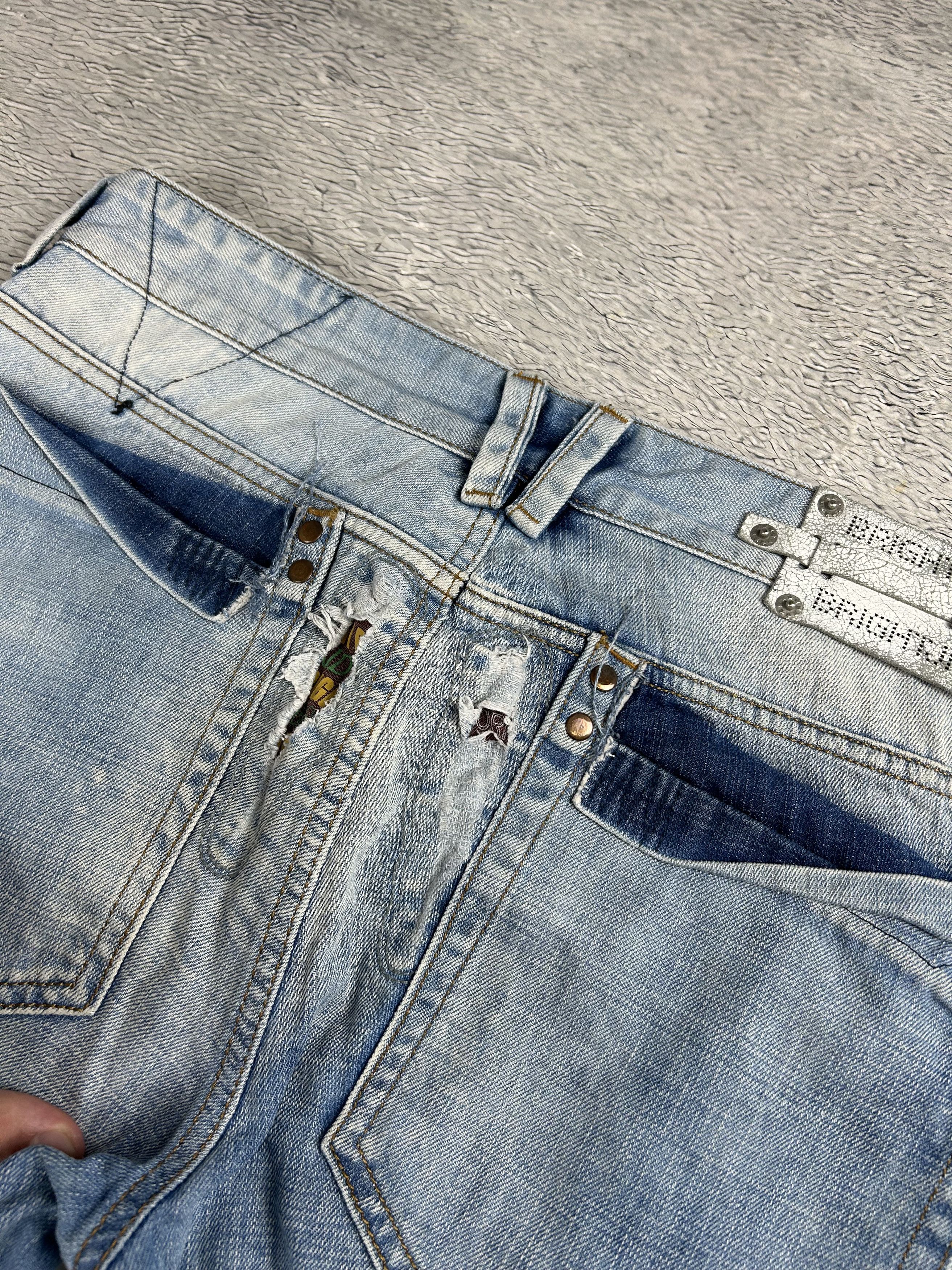 Japanese Brand Distressed Denim Jeans Patchwork Straight Leg Ripped Size US 34 / EU 50 - 6 Thumbnail