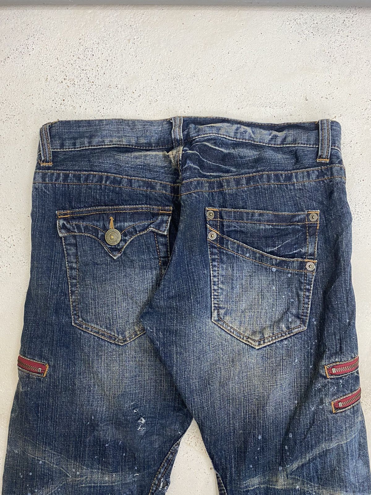 GOSTAR DE FUGA × Japanese Brand Vintage Rattle Rap Unique Faded Wash Zipper Accents Ripped Size US 33 - 17 Thumbnail