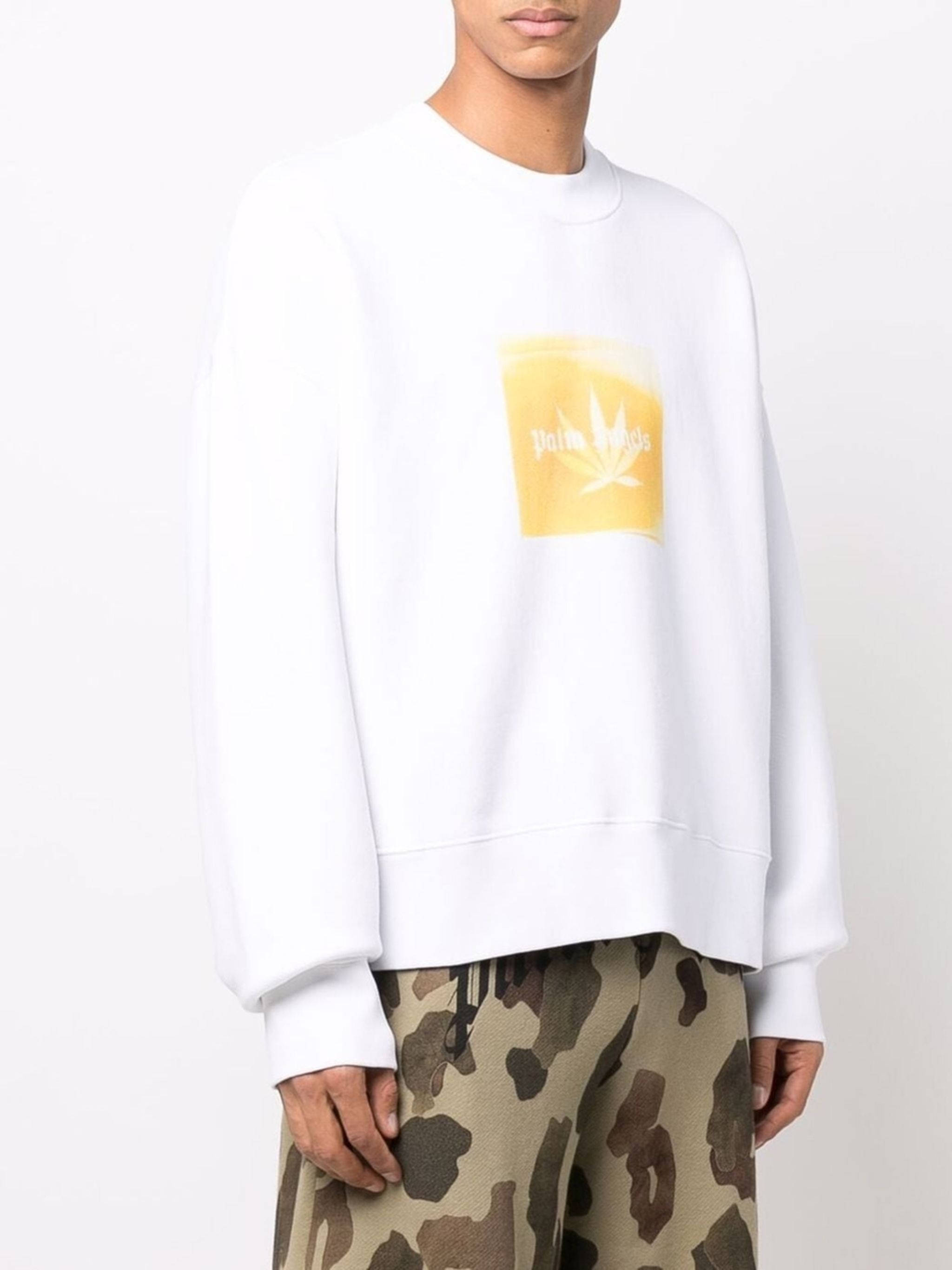 Palm Angels White Leaf Logo Print Oversized Sweatshirt Size US M / EU 48-50 / 2 - 2 Thumbnail