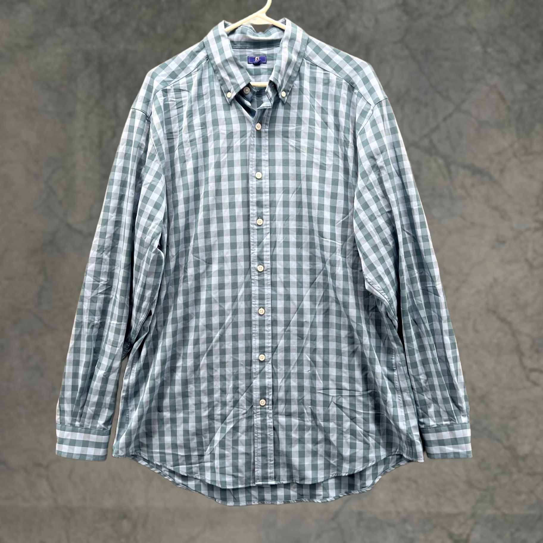 Footjoy FootJoy Shirt Men L Adult Blue Check Button-Down Polyester Spandex Casual Button-Up Casual Wear 4-Season Size US L / EU 52-54 / 3 - 1 Thumbnail