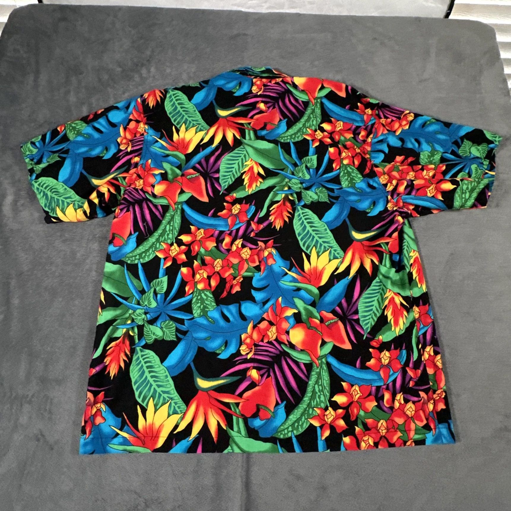 VINTAGE Toucan Dance Shirt Mens XL Multicolor Hawaiian Aloha Floral Cotton Button Up USA