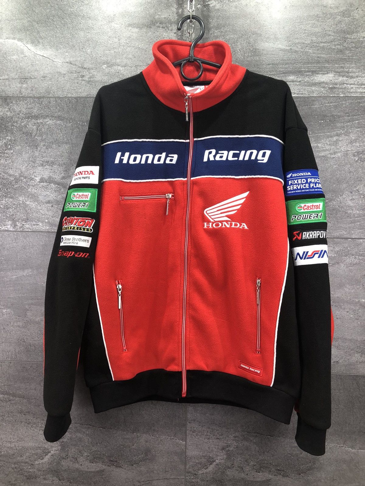 Vintage 90s Honda Racing Sport Team Full Zip Hooded Jacket
