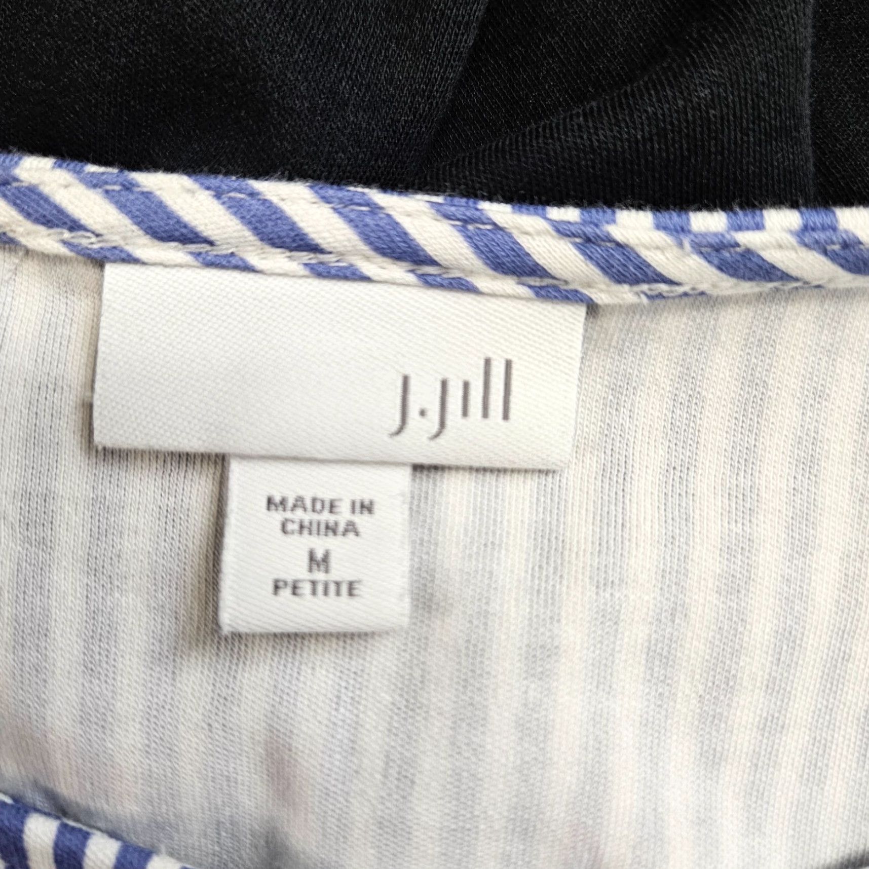 J. Jill J. Jill Womens Dress Stripe 3/4 Sleeve Blue Black Petite Medium Size M / US 6-8 / IT 42-44 - 5 Thumbnail