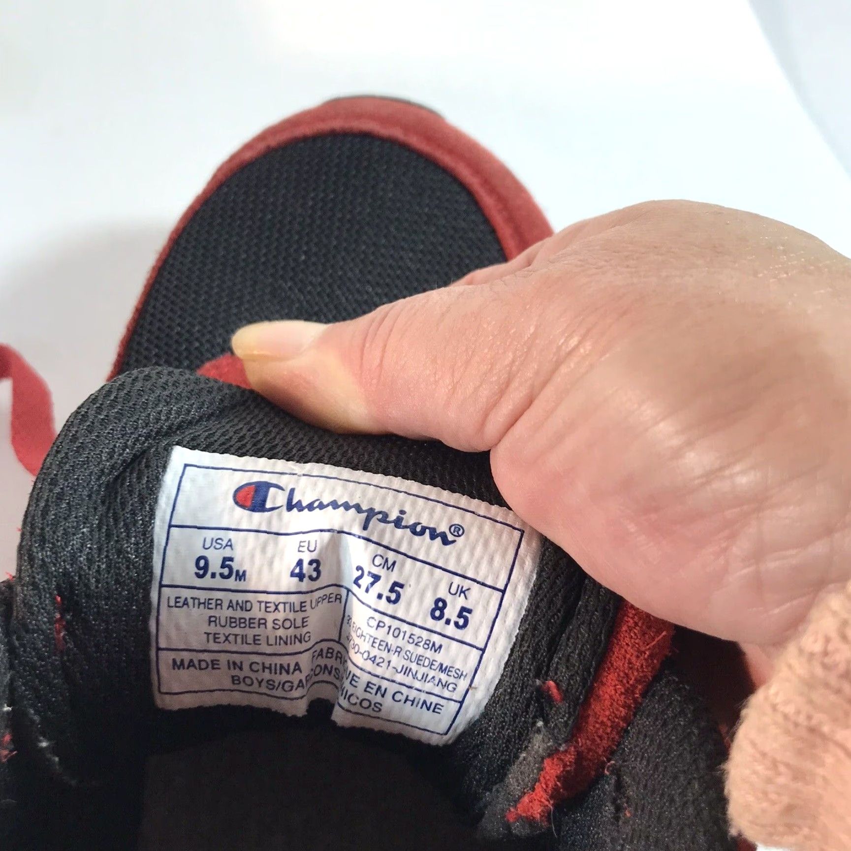 Champion Champion Men's Sneakers Size 9.5 Athletic Red Black Suede Textile Low Top Casual Activewear Size US 9.5 / EU 42-43 - 6 Thumbnail