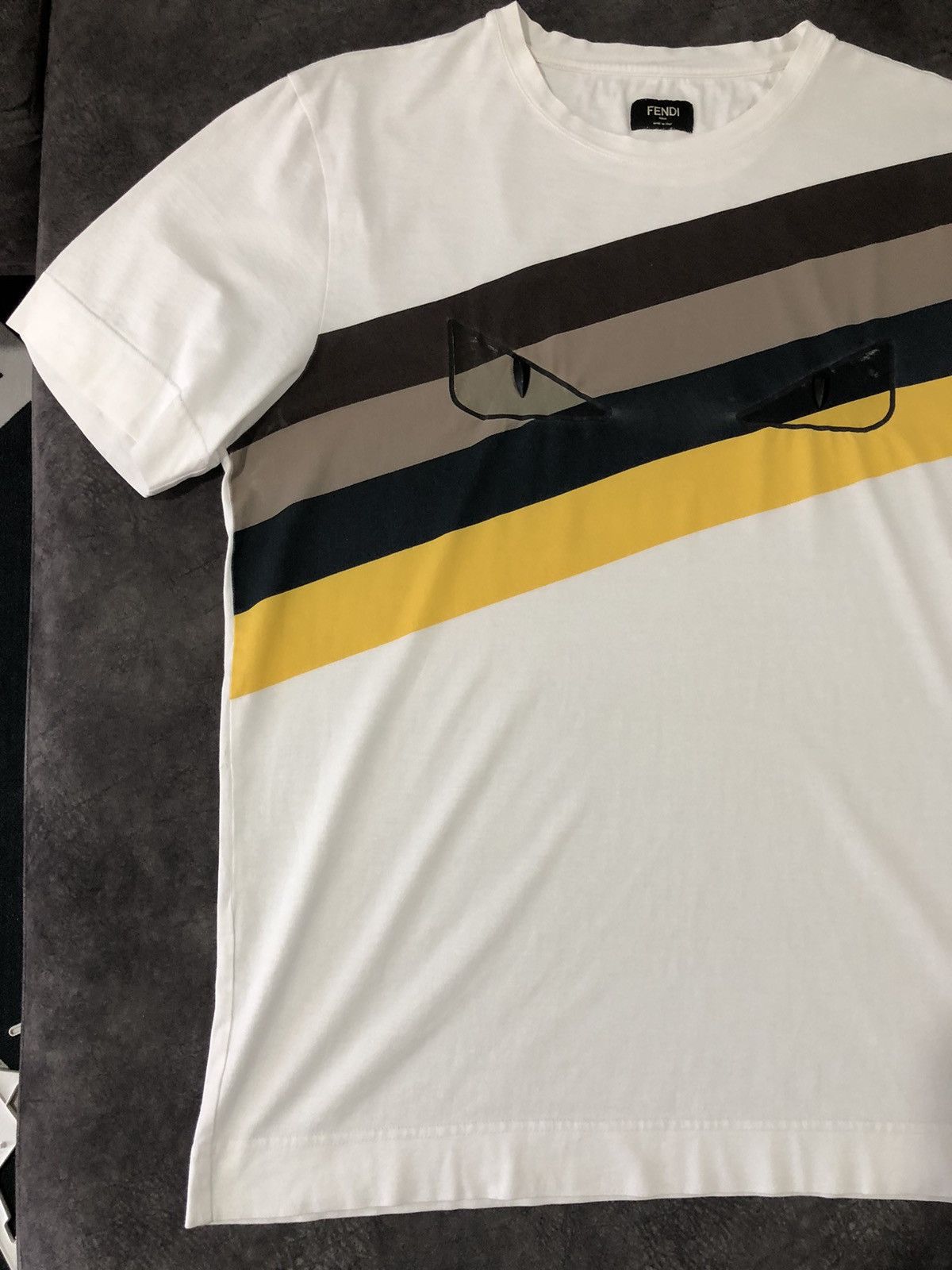 Fendi FENDI Eye Stripe Used Tee Size US L / EU 52-54 / 3 - 4 Thumbnail