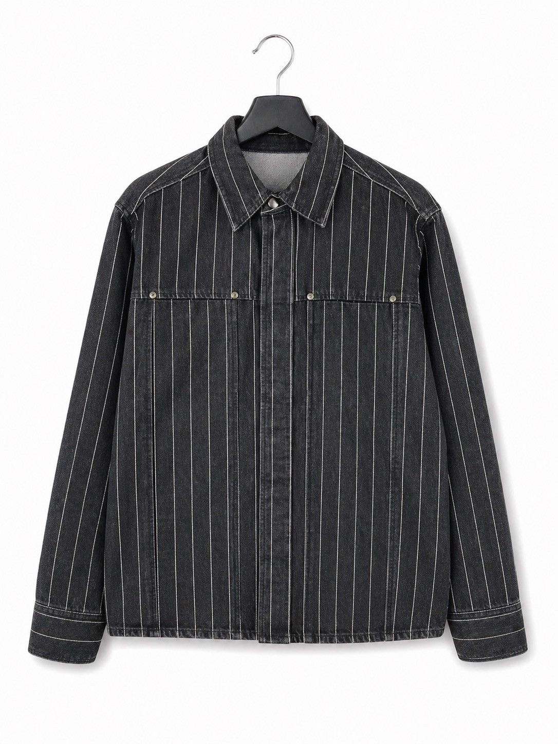 ADAM ET ROPE ADAM ET ROPÉ Black Pinstripe Denim Jacket Vintage Workwear Size US S / EU 44-46 / 1 - 1 Thumbnail