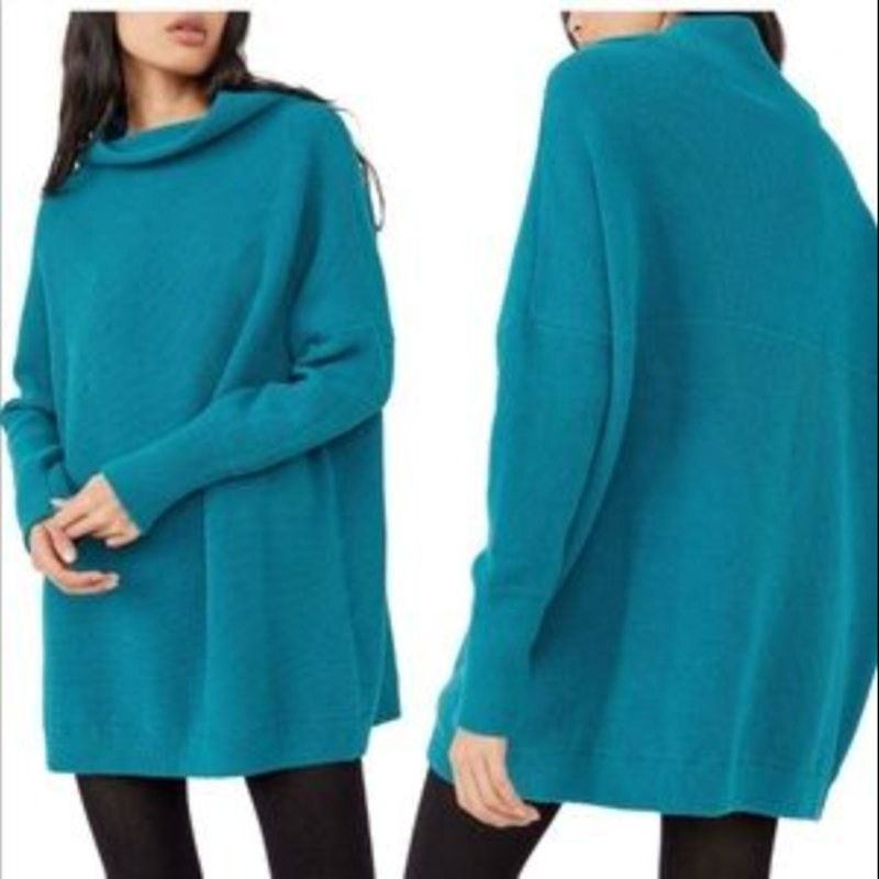 Free People Free People Ottoman Slouchy Tunic Sweater Electric Teal XS Size XS / US 0-2 / IT 36-38 - 2 Thumbnail