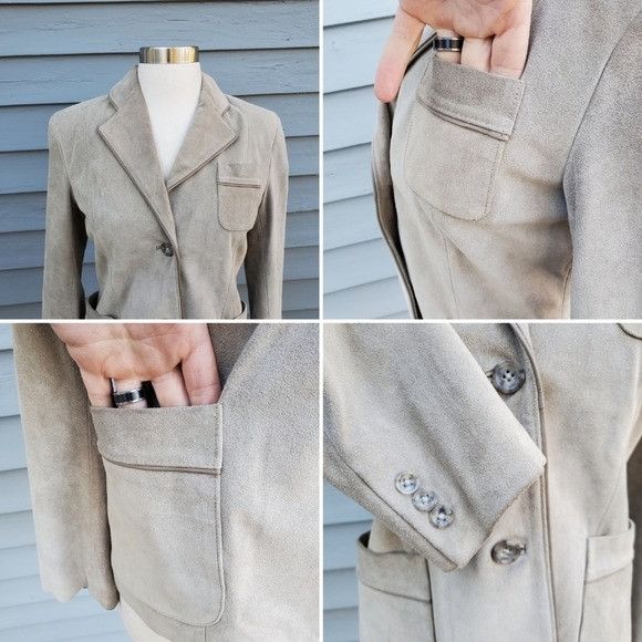 Banana Republic Banana Republic Taupe Gray Suede Leather Designer Blazer 2 Size XS / US 0-2 / IT 36-38 - 6 Thumbnail