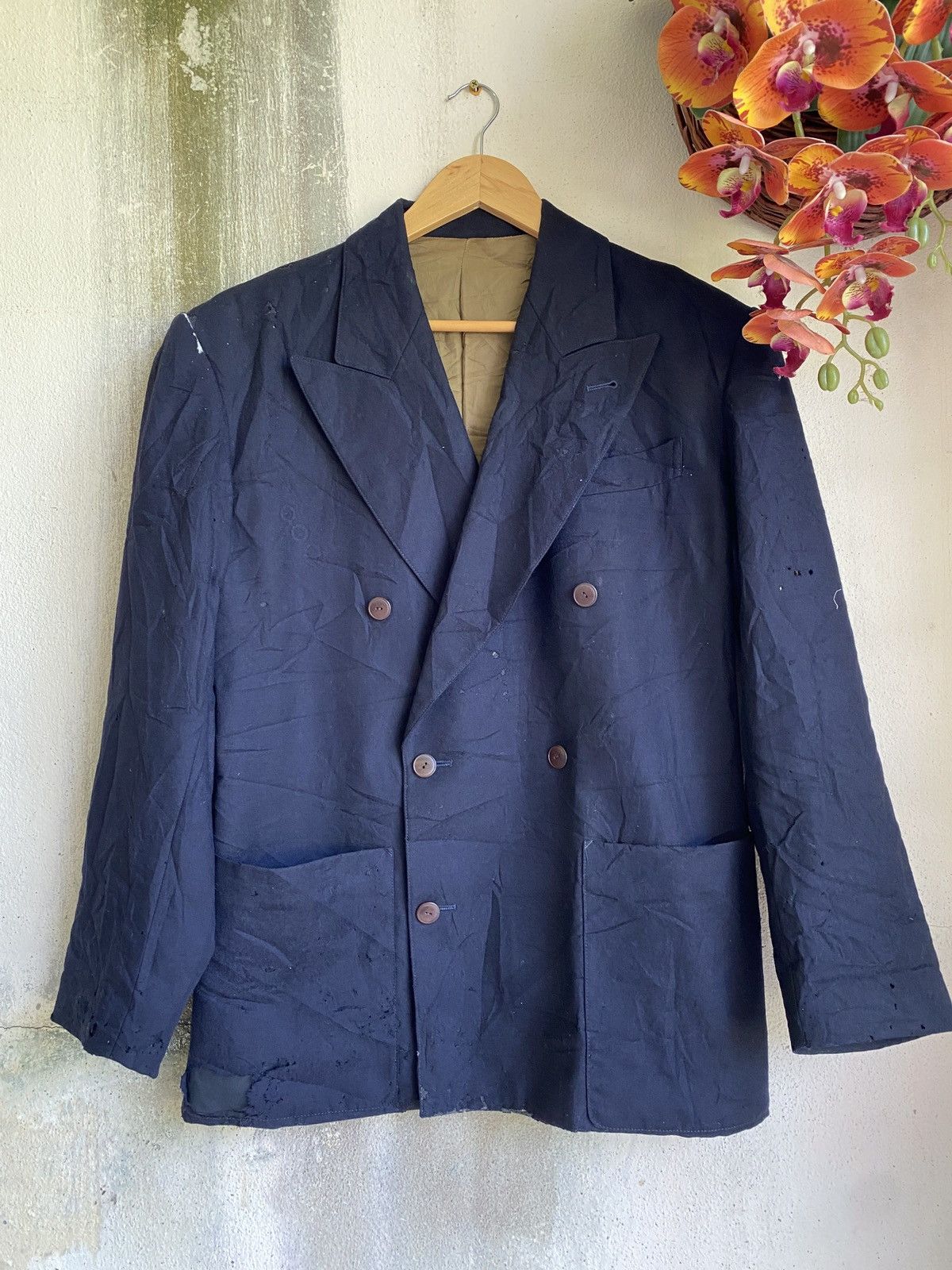 Japanese Brand × Jean Paul Gaultier ✨Steals✨Jean Paul Gaultier Homme Blazers Distressed Size 48S - 1 Thumbnail