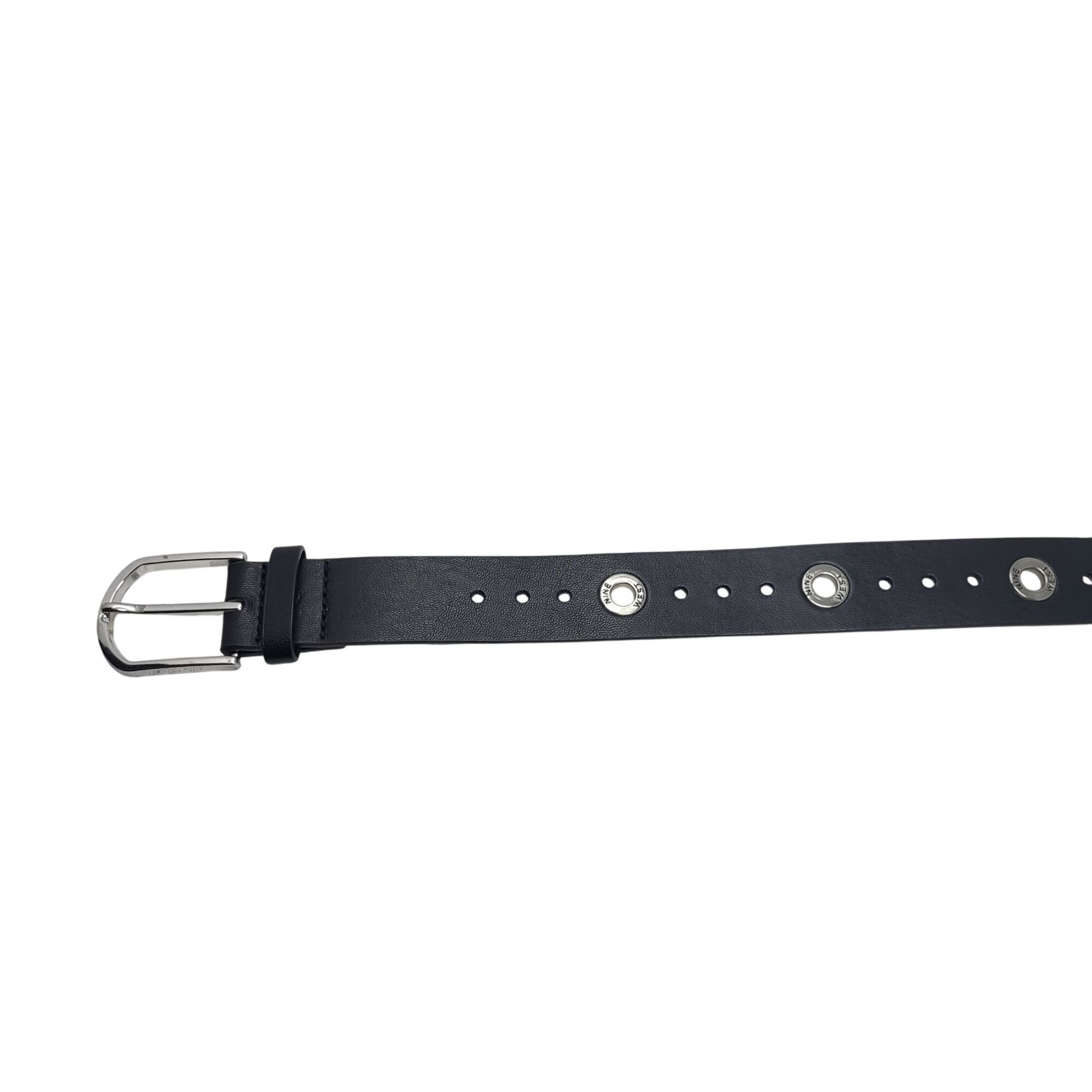Nine West Womens Nine West Black Perforated Belt Sz XL Silver Logo Gro Size ONE SIZE - 9 Thumbnail