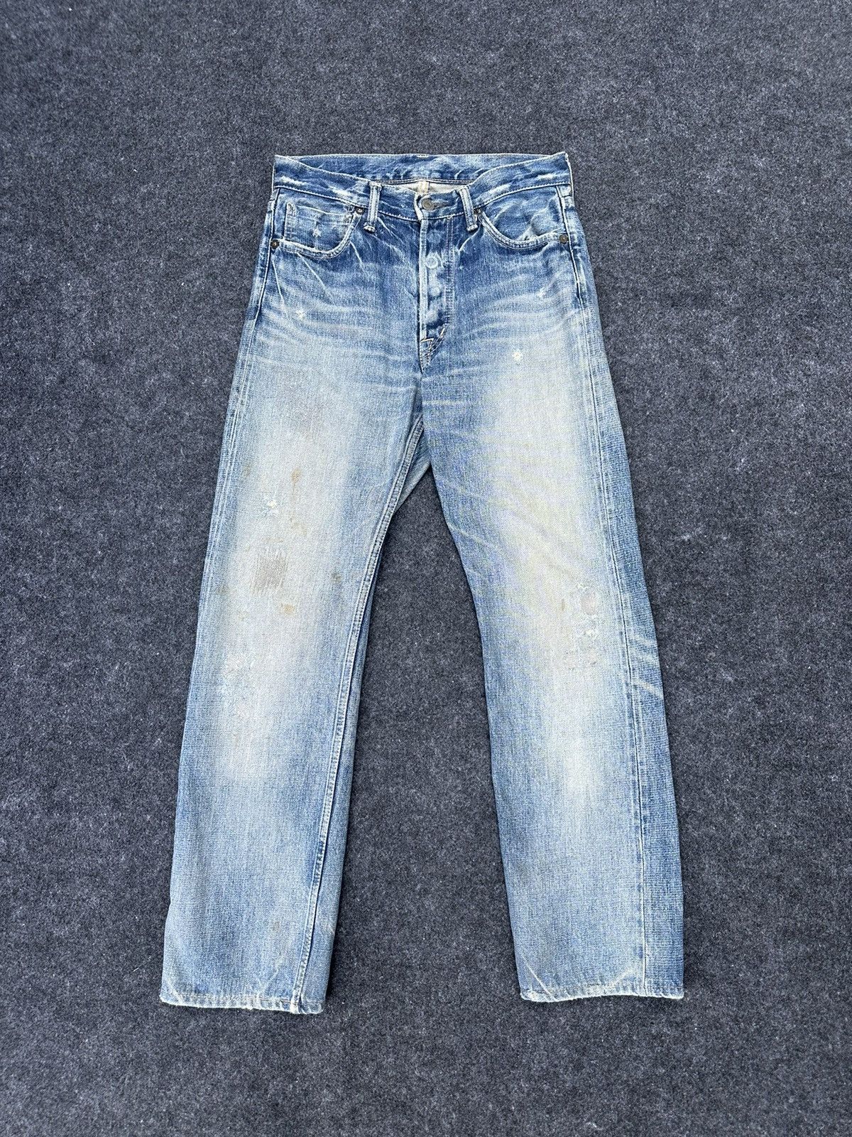 KOJIMA GENES × OMNIGOD × Vintage Omnigod Vintage Fly Button Selvedge Distressed Denim D7 Size US 28 / EU 44 - 1 Thumbnail