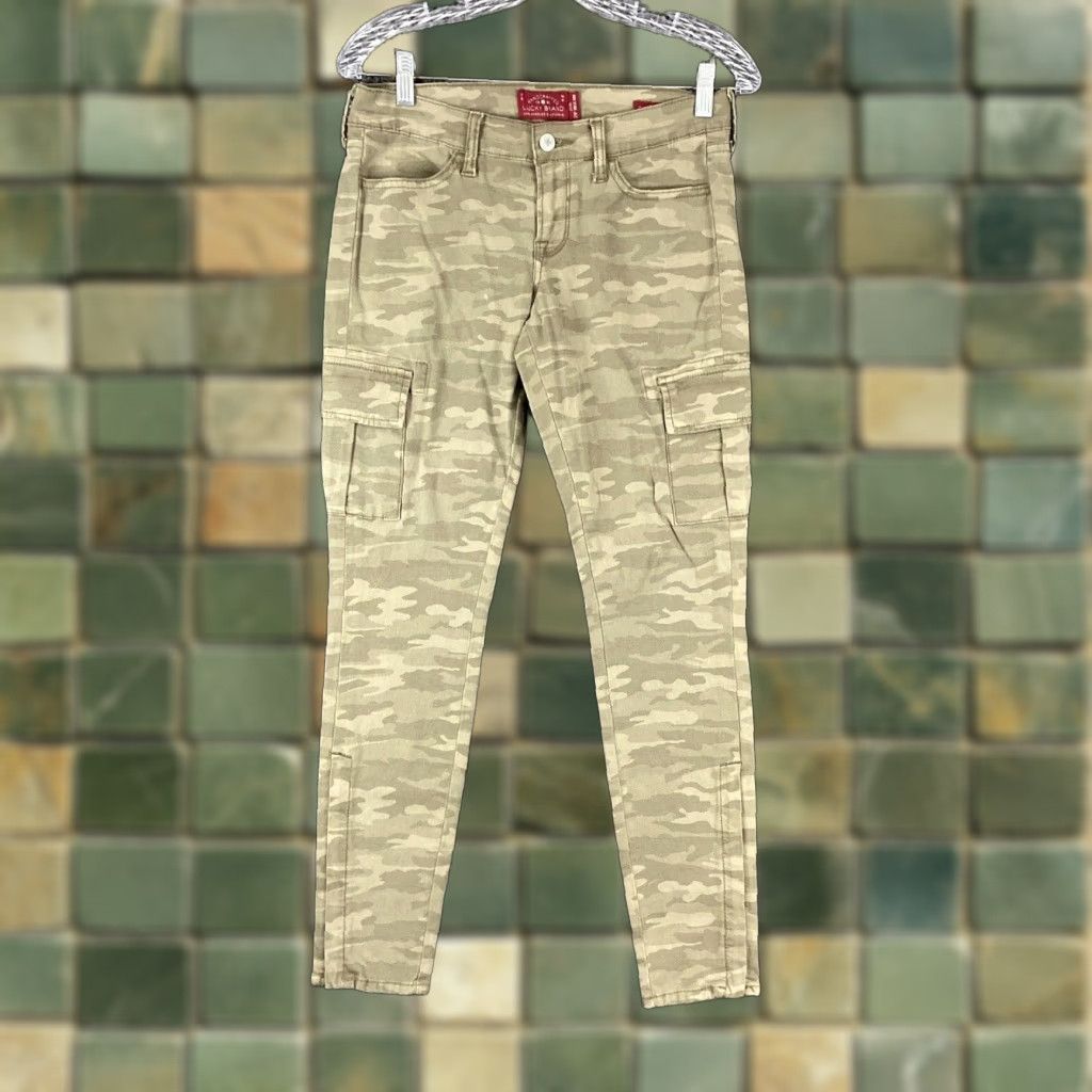 Lucky Brand LUCKY BRAND Charlie Skinny Cargo Pants Camouflage Green Women’s Size 2 Size 26" / US 2 / IT 38 - 1 Thumbnail