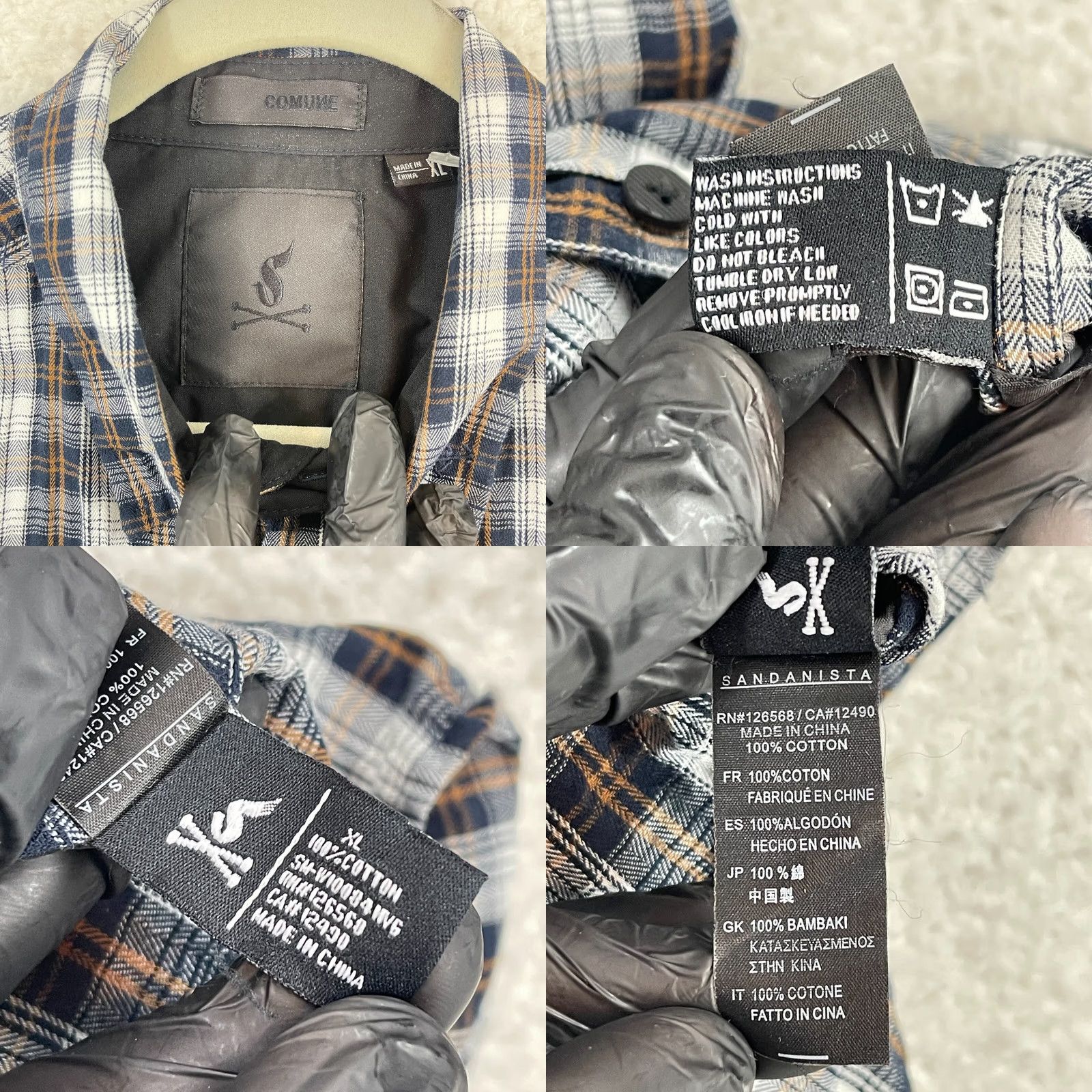 Vintage Comune Blue Plaid Button-Up Shirt Mens XL Long Sleeve 100% Cotton Casual Shirt Size US XL / EU 56 / 4 - 8 Thumbnail