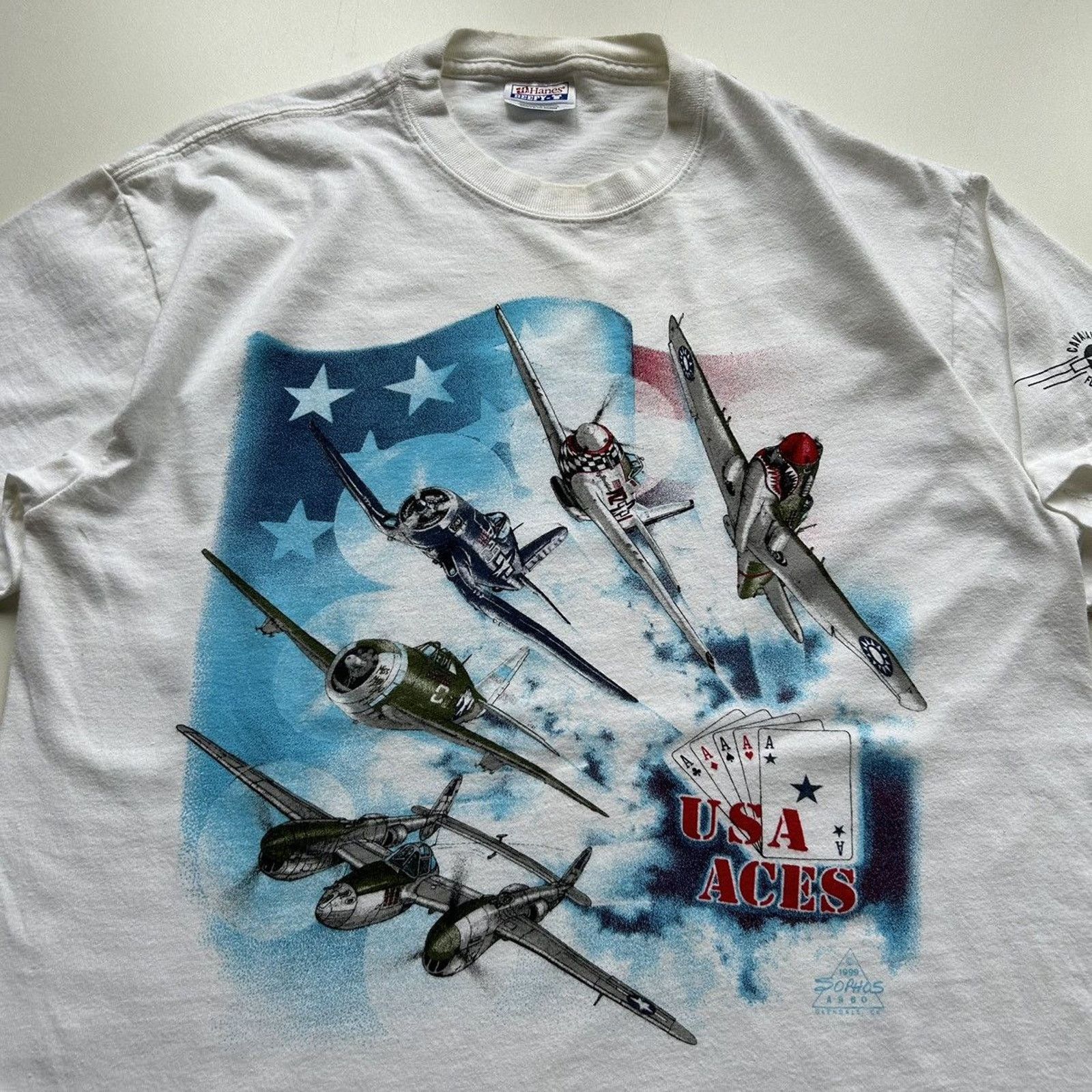 Hanes Vintage 90s USA Aces Air Force Airplane Art T Shirt Medium Size US M / EU 48-50 / 2 - 2 Thumbnail