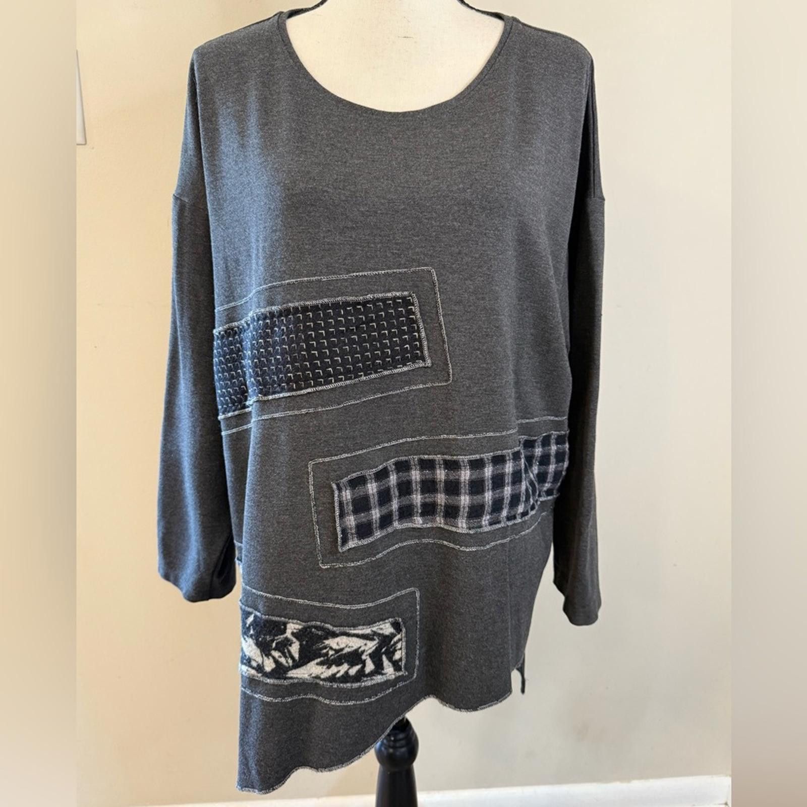 Ximon Lee Xiao gray patchwork chunky sweatshirt sweater SZ LG Size L / US 10 / IT 46 - 1 Thumbnail