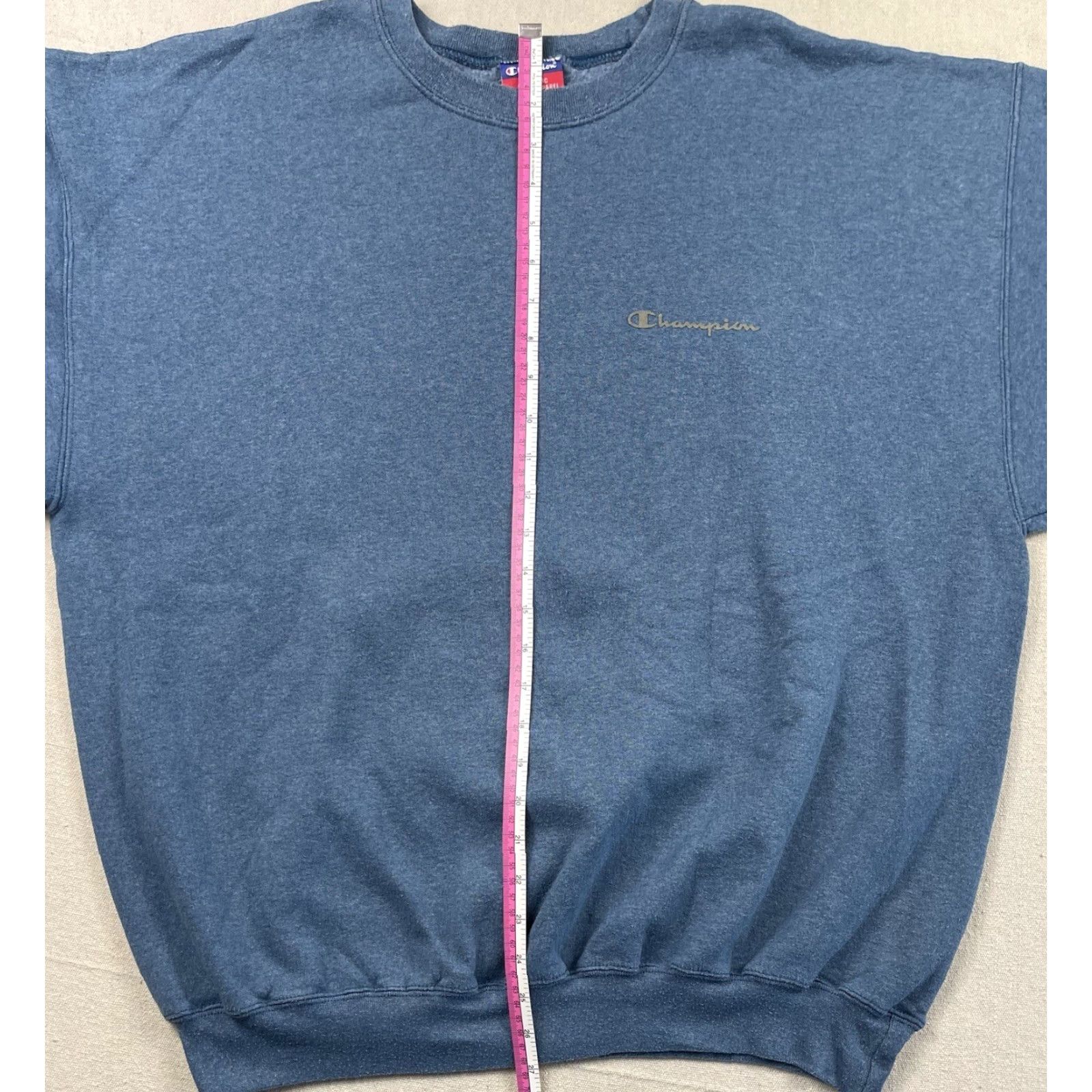 Champion VINTAGE Champion Mens XL Crewneck Sweatshirt Fleece Spell Out Logo Script Blue Size US XL / EU 56 / 4 - 6 Thumbnail