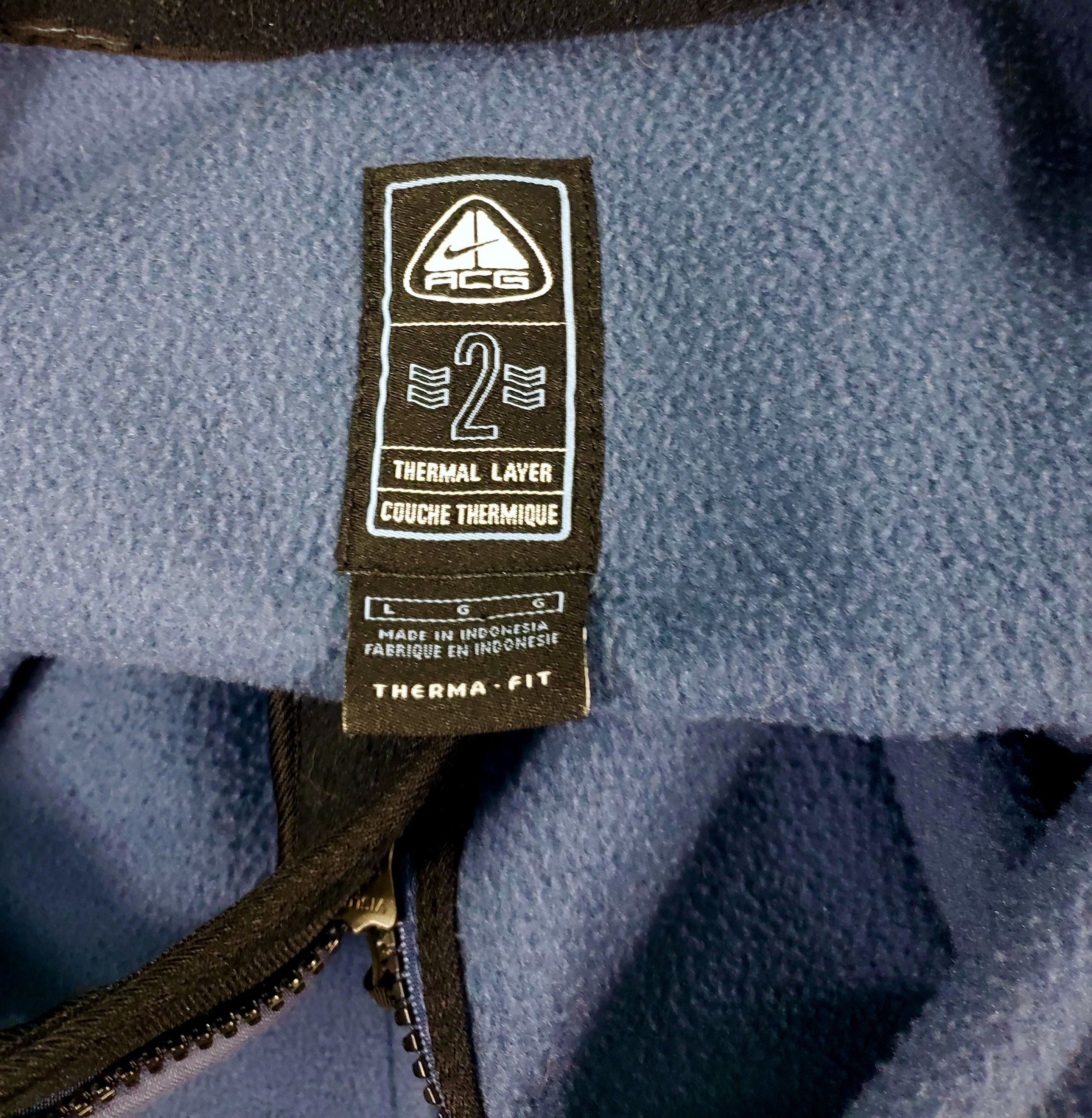 Nike × Nike ACG × Vintage Vtg Nike ACG 2 Thermal Layer blue zip-up fleece vest jacket Size US L / EU 52-54 / 3 - 3 Thumbnail