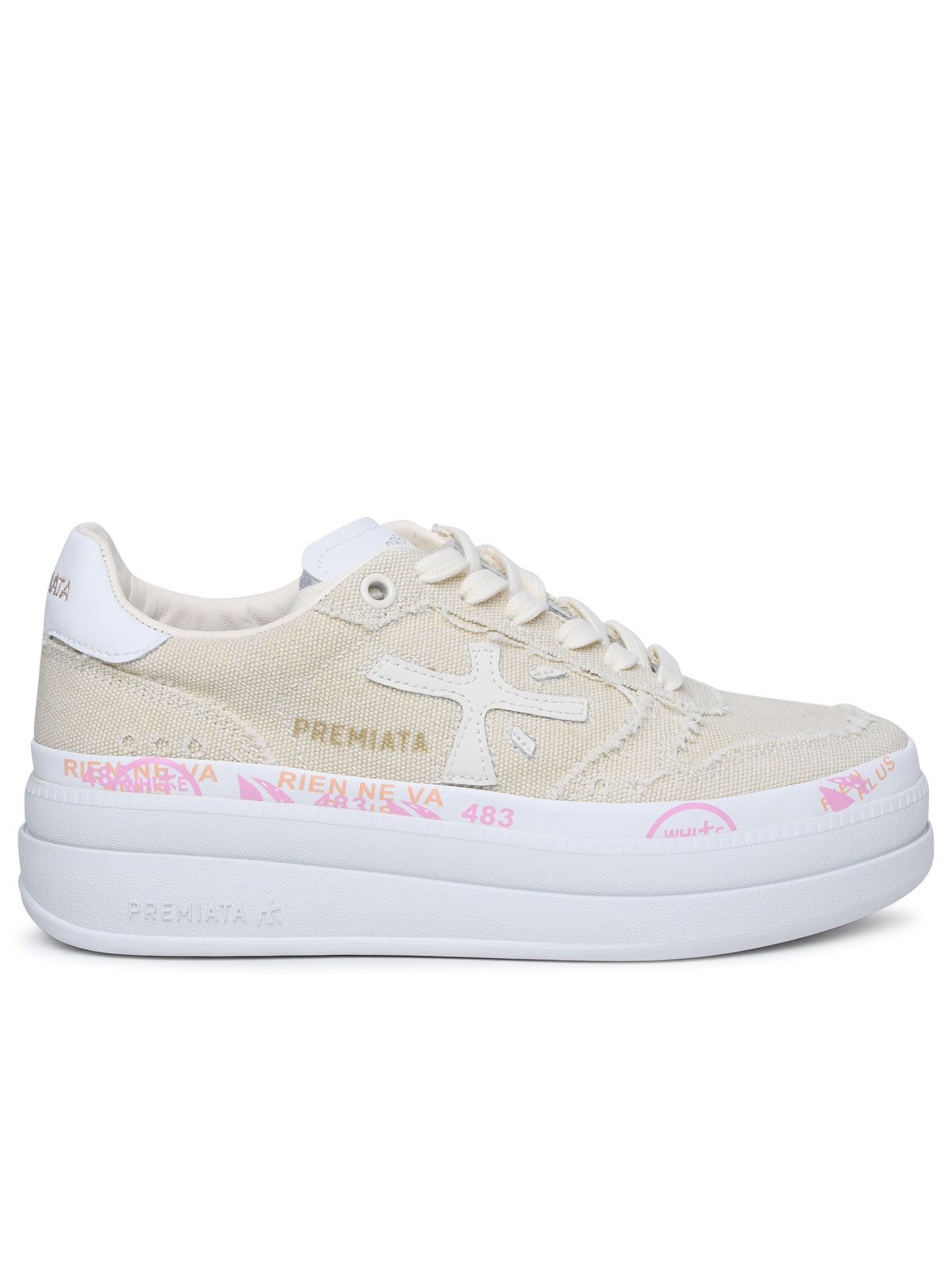 image of Premiata 'micol' Ivory Fabric Sneakers, Women's (Size 7)