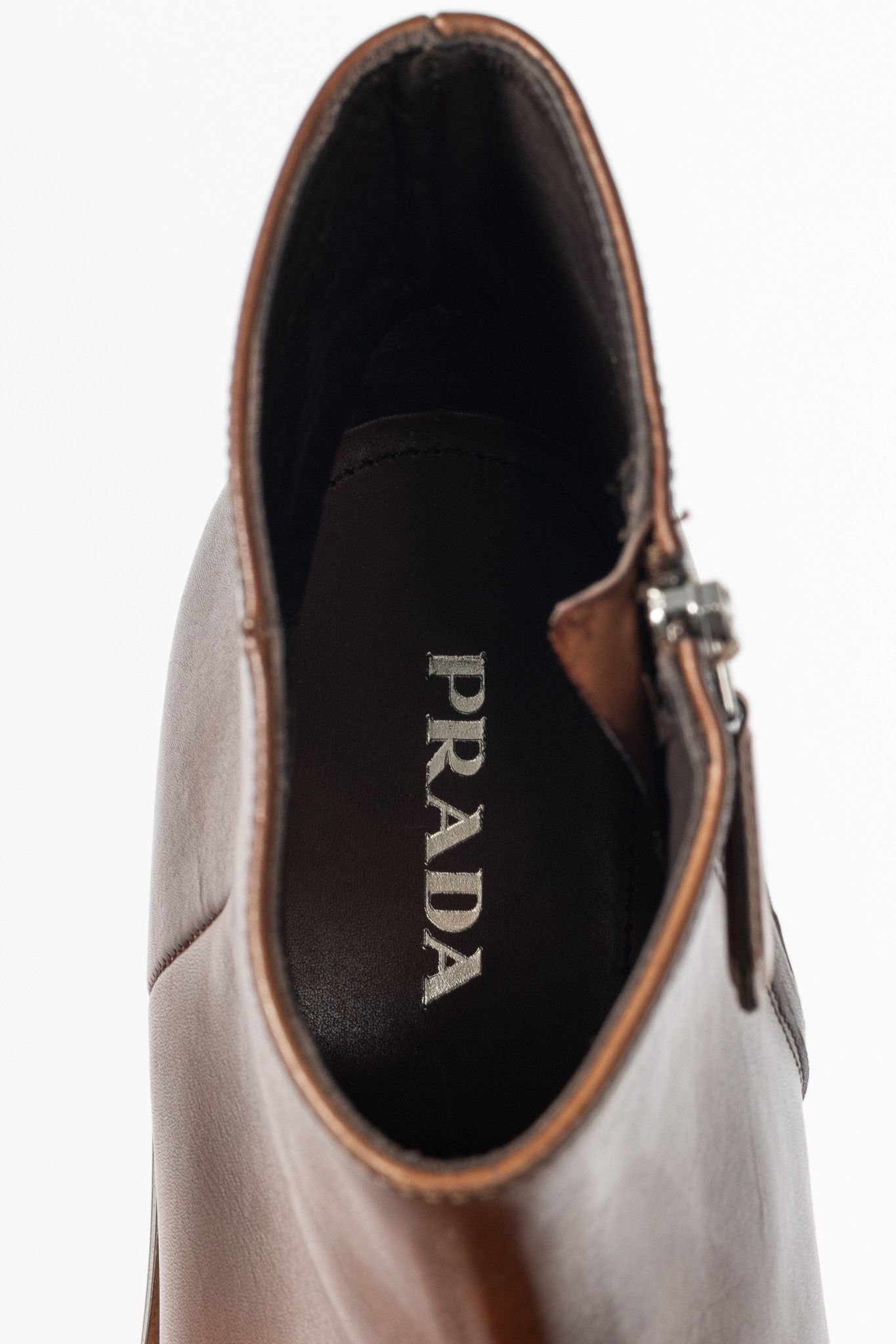 Prada Prada Brown Leather Zip Ankle Boots Size US 10 / IT 40 - 10 Thumbnail