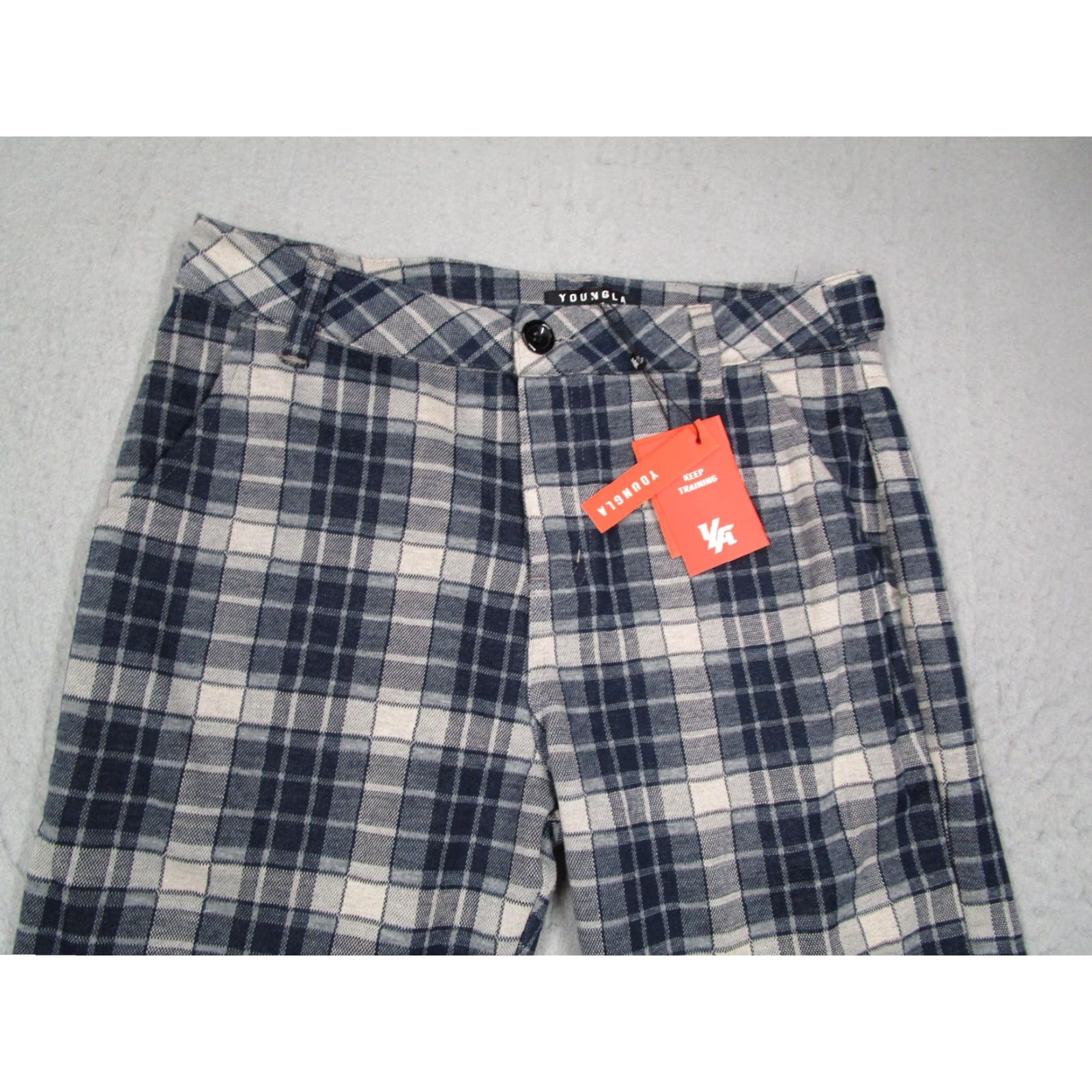 YoungLA YoungLA Mens Pants 34x32 Blue Gray Plaid Tapered Stretch Athletic Style #614 Size US 34 / EU 50 - 2 Thumbnail