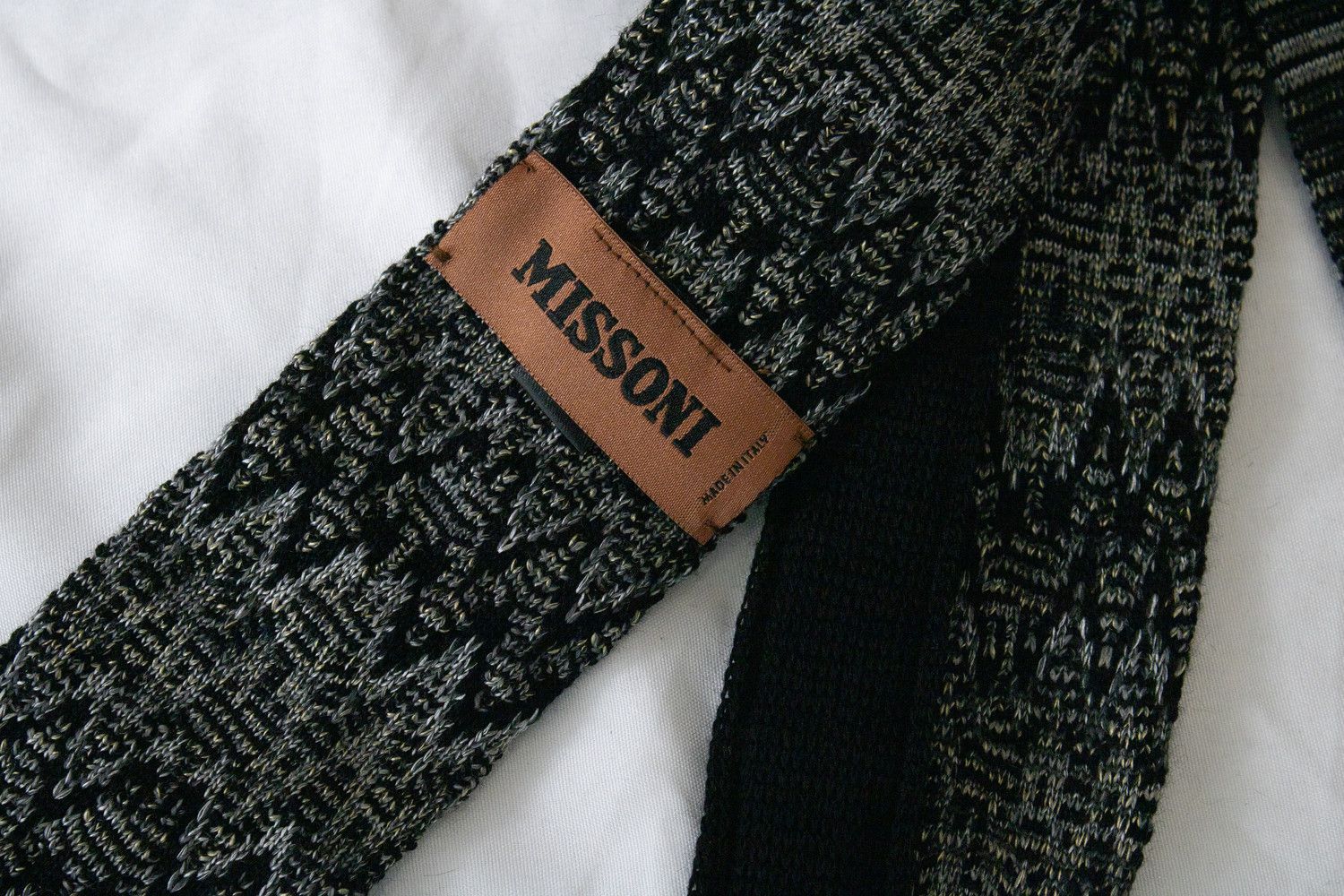 Missoni Missoni, knitted tie in black and grey Size ONE SIZE - 2 Thumbnail