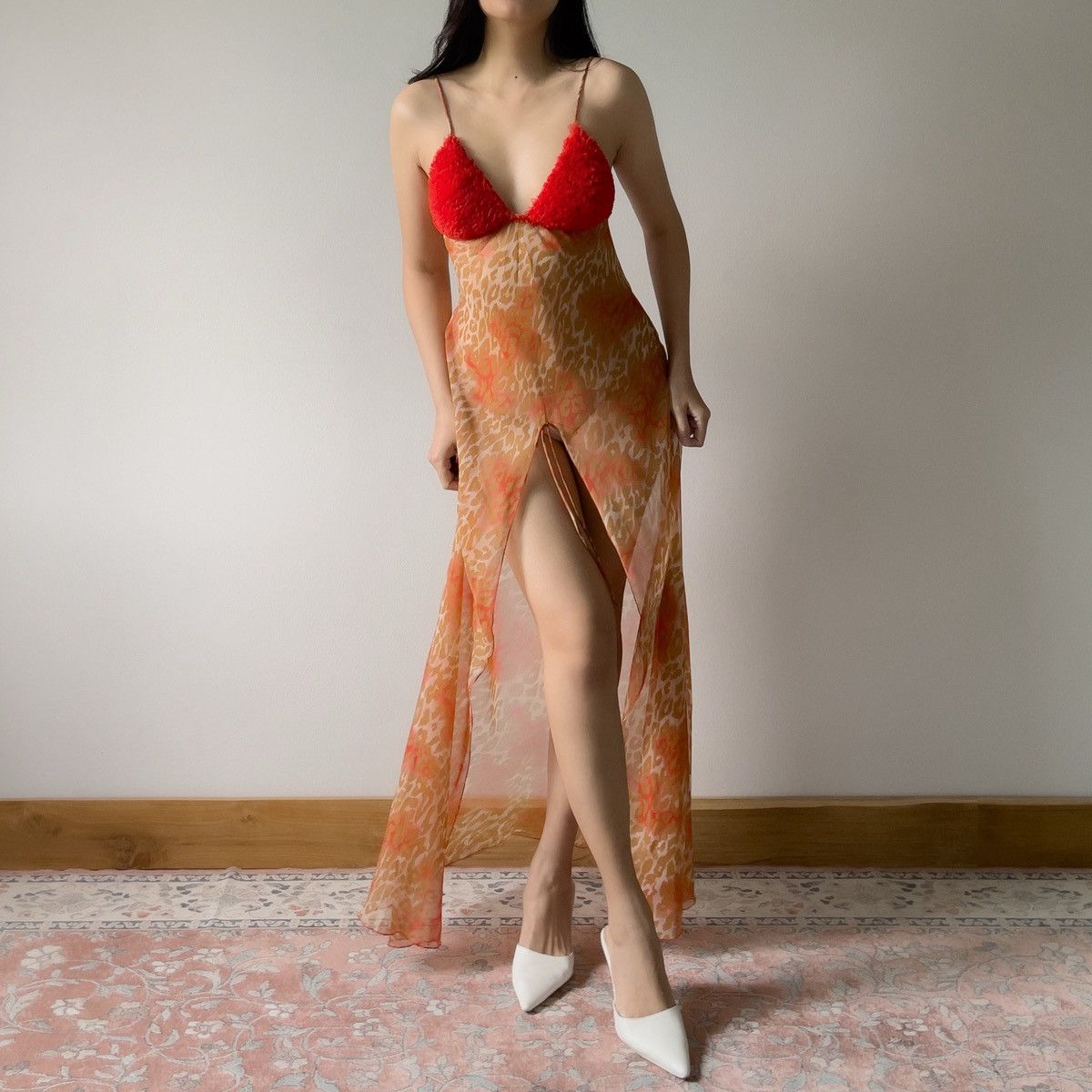 Victoria's Secret Victoria’s Secret Leopard Chiffon Slip Dress (M–L) Size L / US 10 / IT 46 - 4 Thumbnail