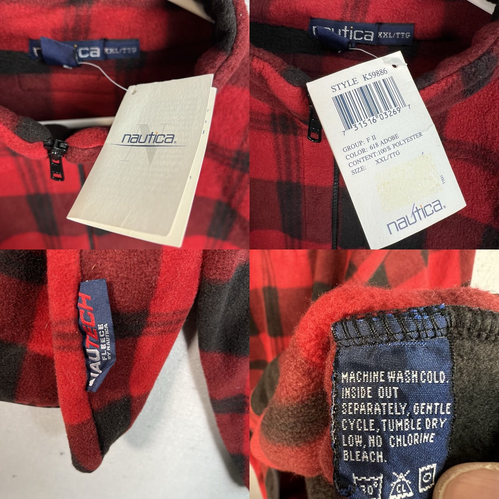 Nautica VTG Nautica Plaid Check Pullover Jacket 2XL Men Red 1/4 Zip Fleece Jacket USA Made Vintage New with Tags Size US XXL / EU 58 / 5 - 8 Thumbnail