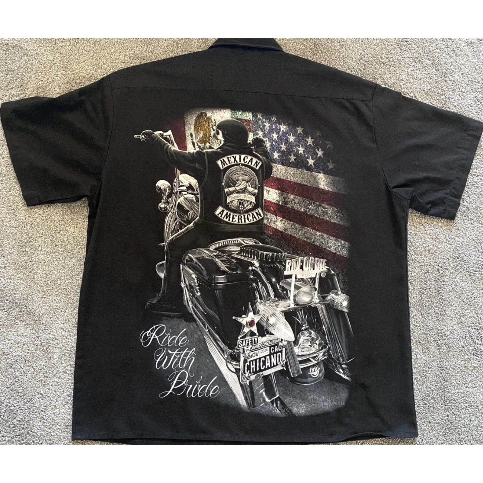 Vintage VINTAGE Ride Or Die Motorcycle T Shirt Men’s L Black Button-Up Short Sleeve Mens Motorcycle Biker Art Size US L / EU 52-54 / 3 - 2 Thumbnail