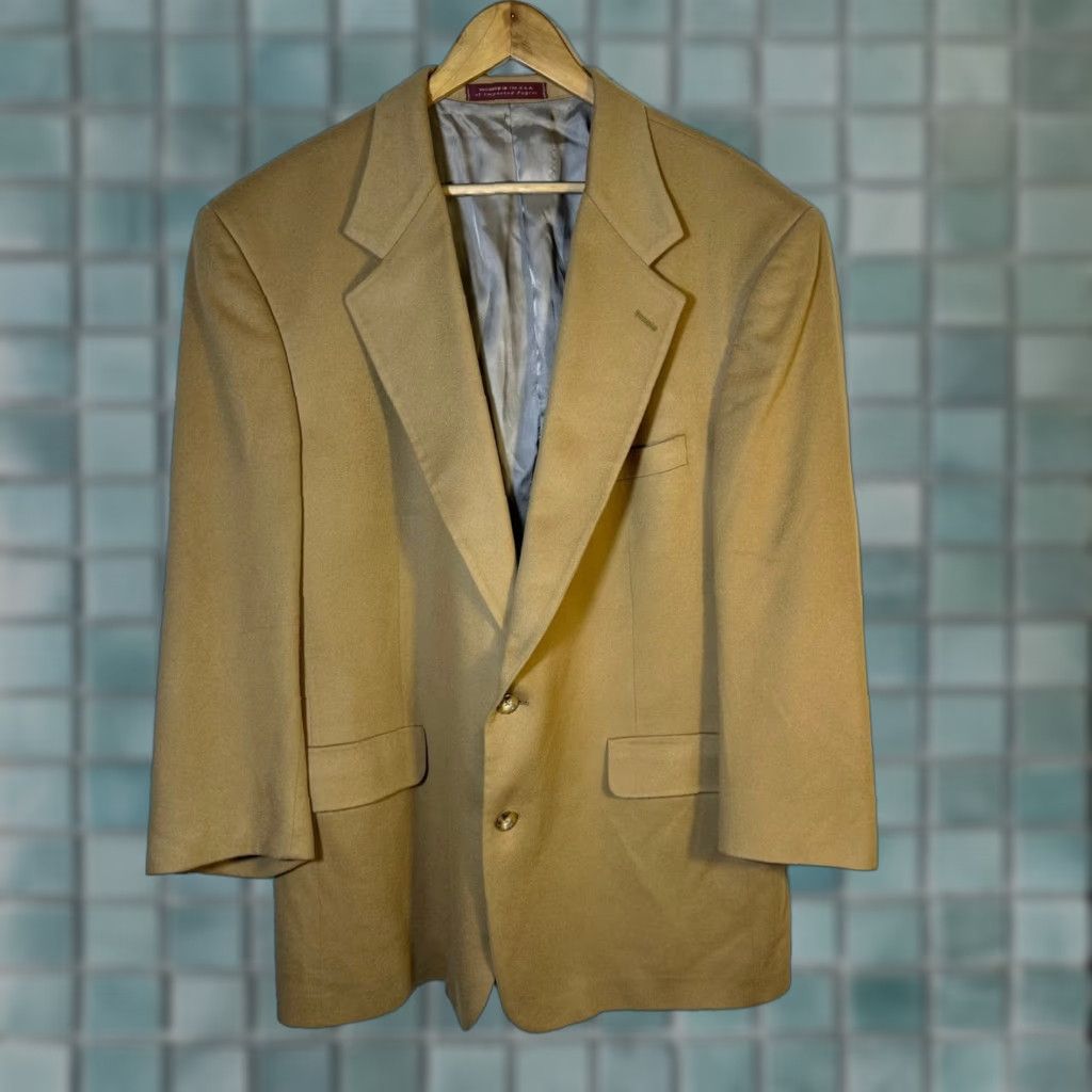 Nordstrom Nordstrom Loro Piana 100% Cashmere Sport Coat Blazer Mens 48R Camel Beige Two-Button Notch Lapel Classic Coat, USA Made Size 48R - 1 Thumbnail
