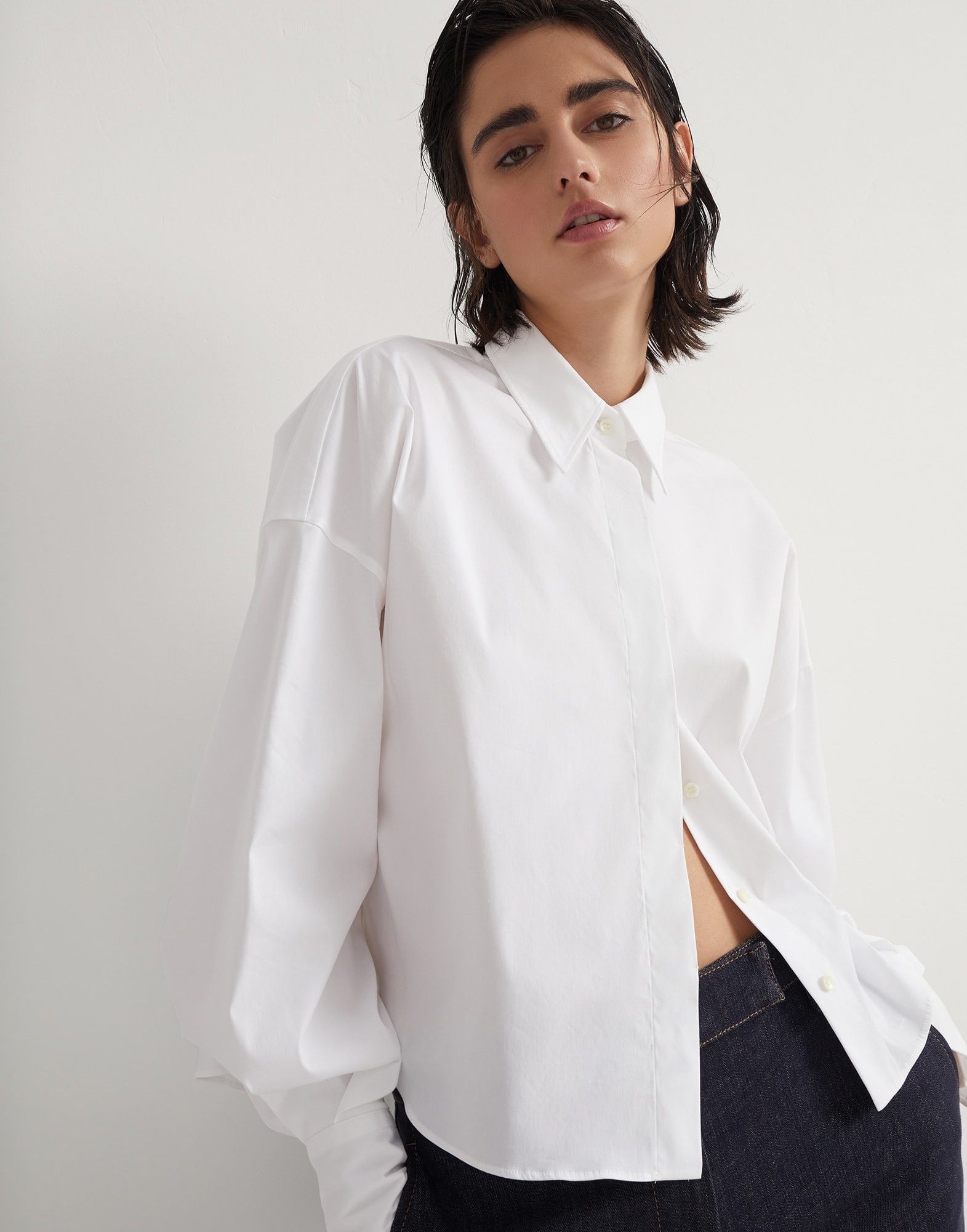 Brunello Cucinelli o1w1db10825 Blouse in White Size S / US 4 / IT 40 - 3 Thumbnail