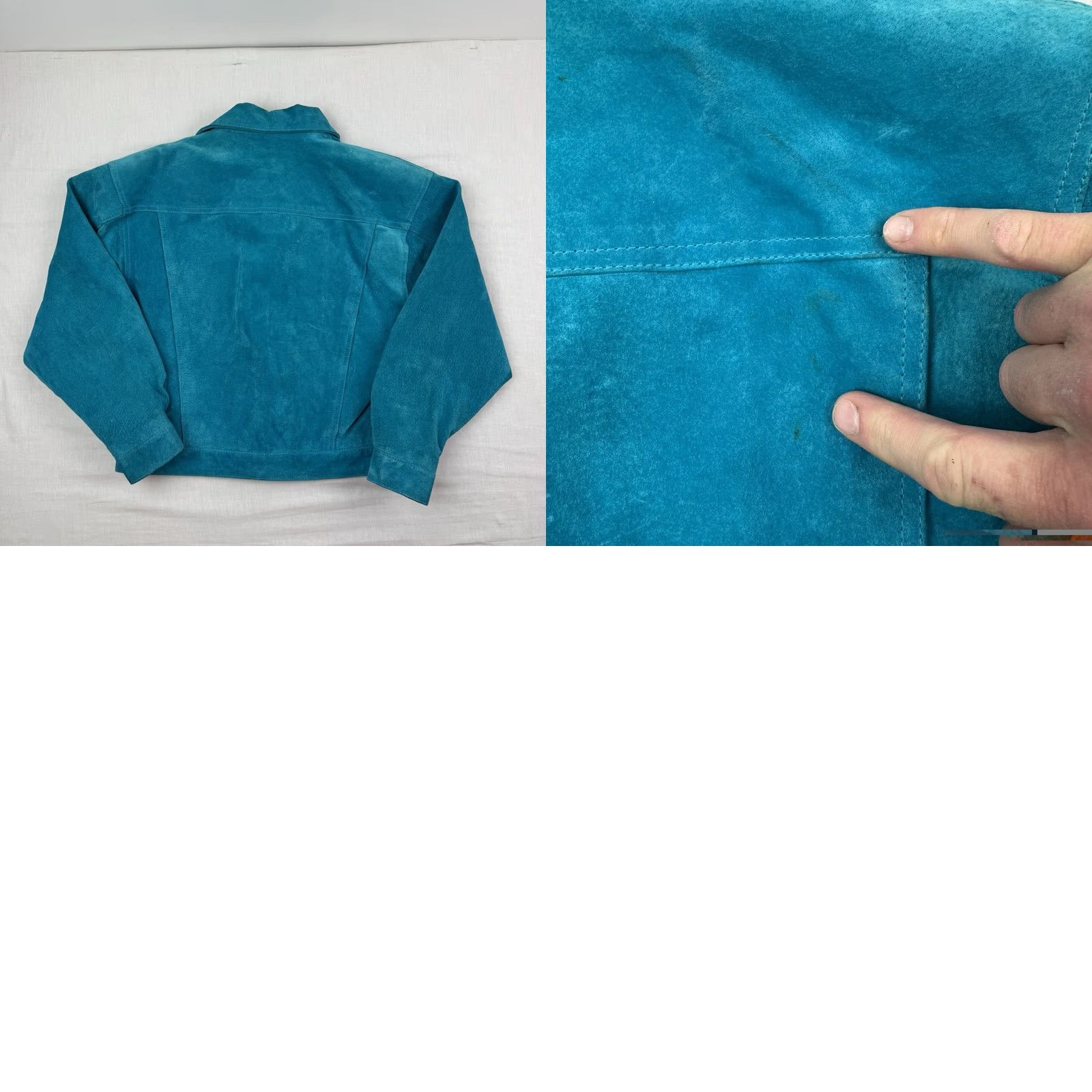 Vintage VINTAGE Net Works Leather Jacket Womens M Cropped 1980s Shoulder Pads Blue 80s Jacket Womens Medium Knit? Size M / US 6-8 / IT 42-44 - 10 Thumbnail