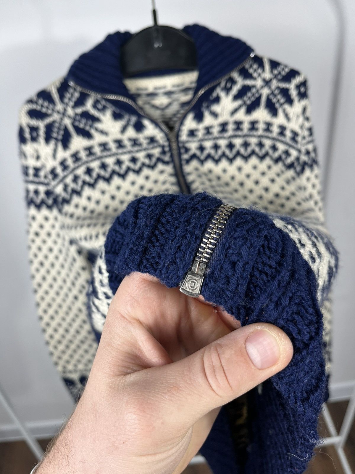 Other Vintage Zip Up Wool Knit Sweater Snowflake Pattern Size US XS / EU 42 / 0 - 5 Thumbnail