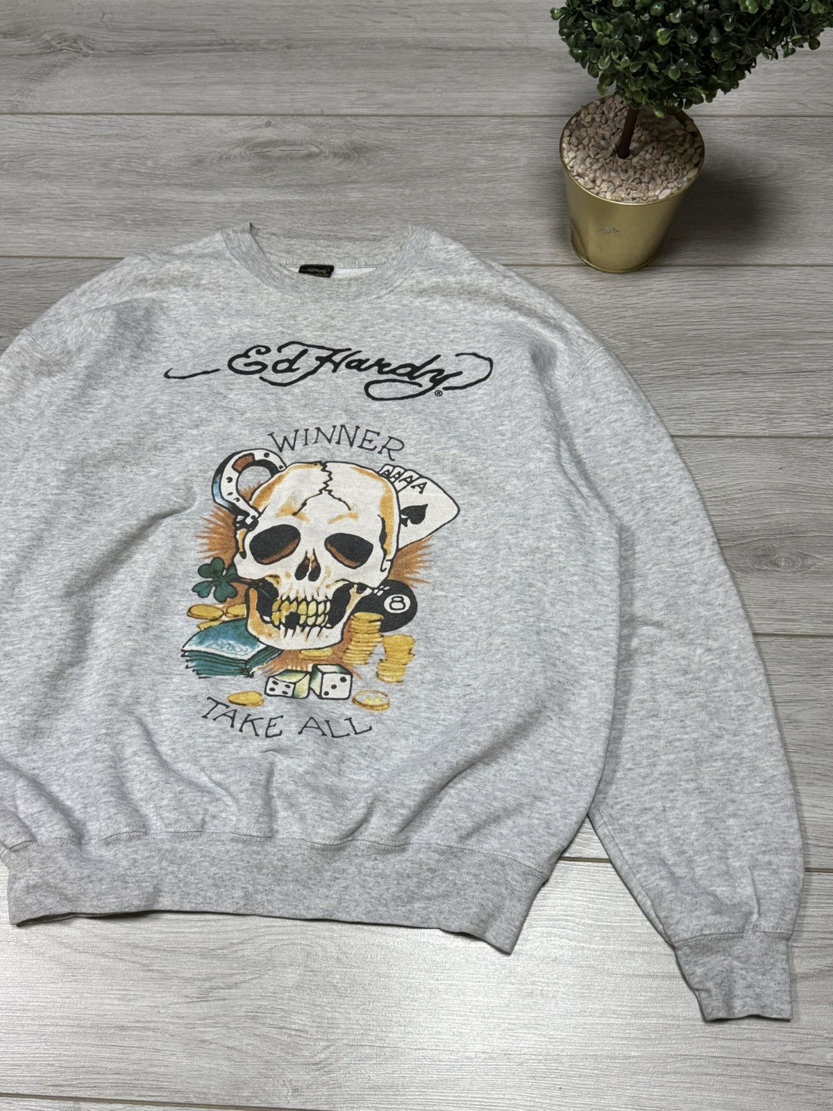 Ed Hardy Ed Hardy vintage skull big logo winner take all sweatshirt Size US L / EU 52-54 / 3 - 3 Thumbnail