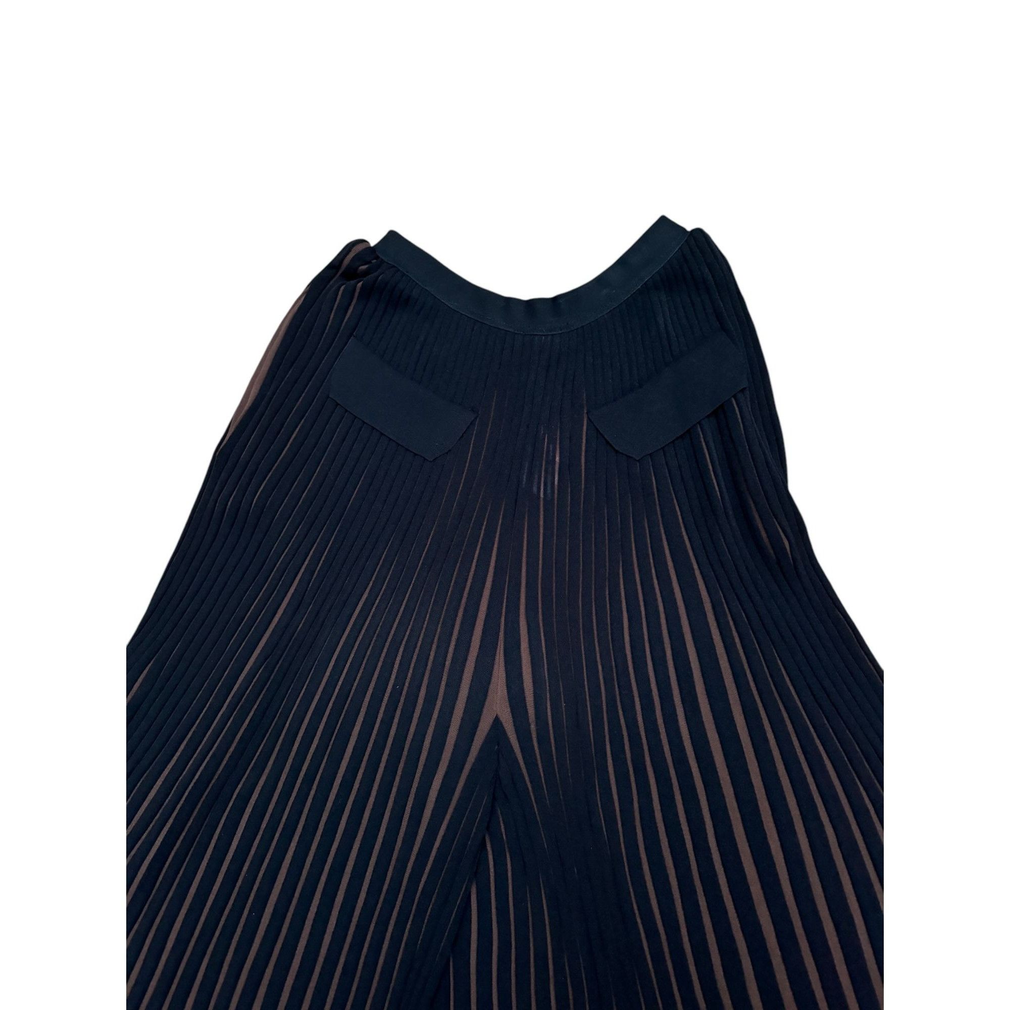 Celine Phoebe Philo Pre Fall 2015 Wide Pleated Black Brown Pants Size 26" / US 2 / IT 38 - 5 Thumbnail