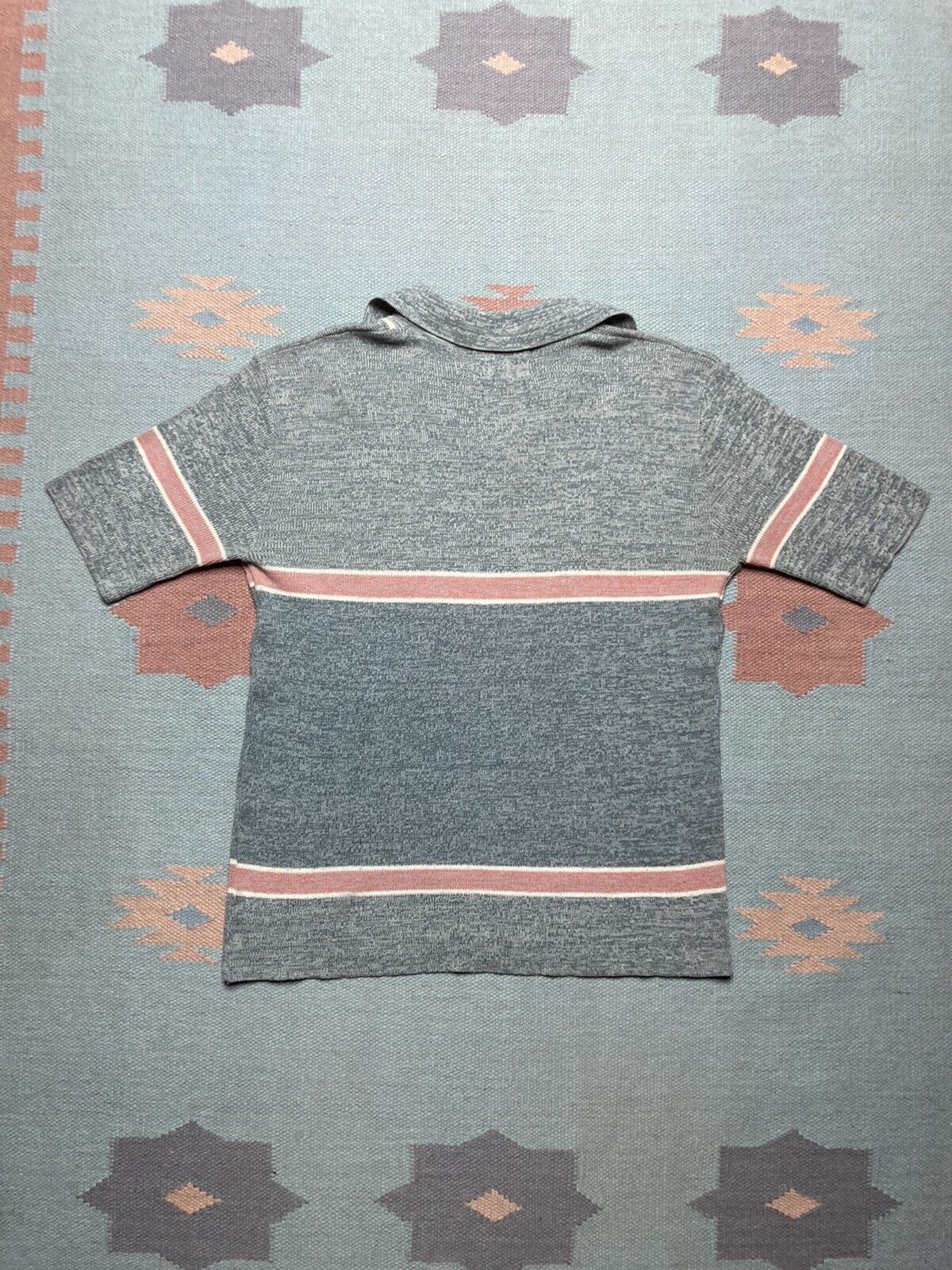 Vintage Vintage 70s acrylic knit polo shirt stripe open neck soft XL Size US XL / EU 56 / 4 - 5 Thumbnail