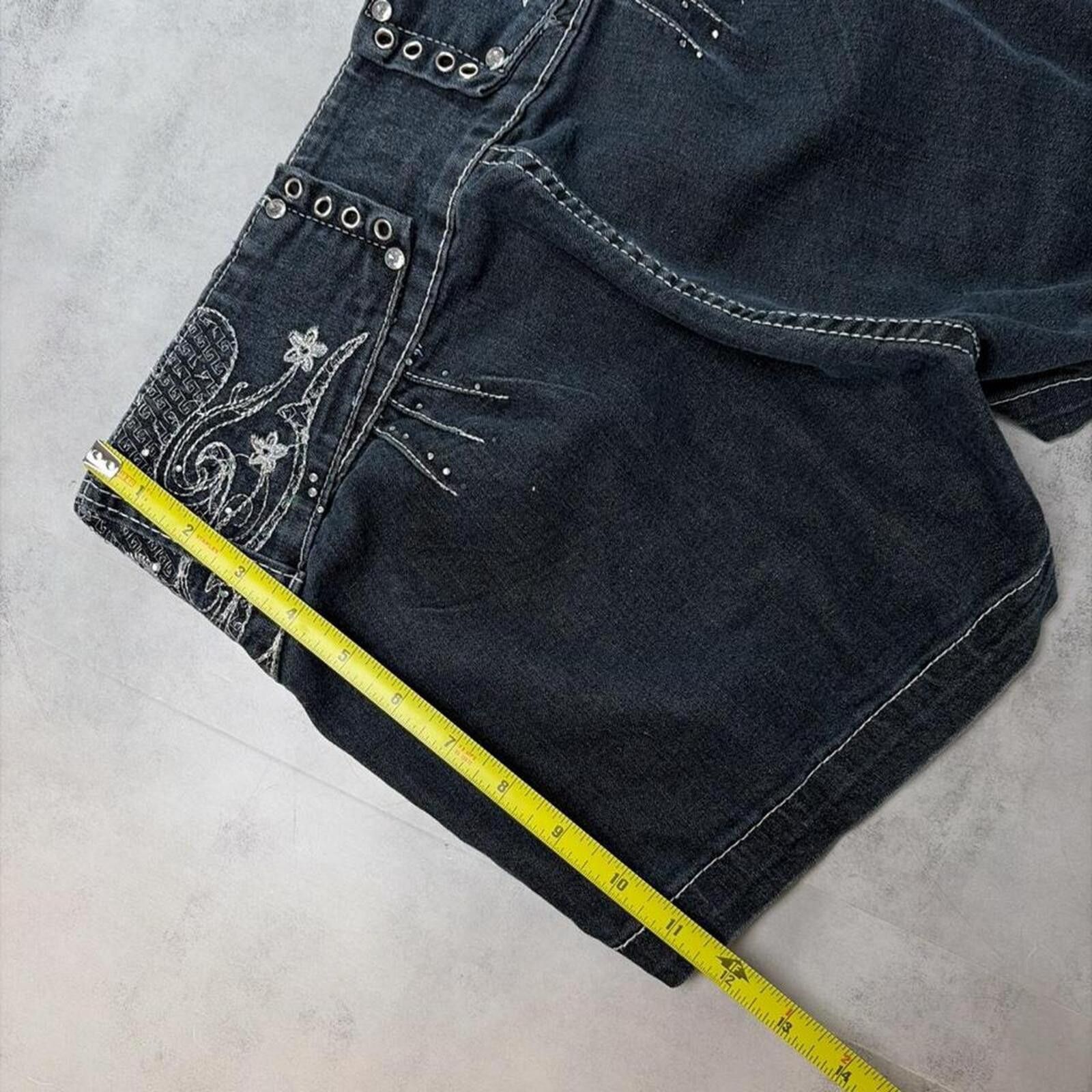 Other Y2K Dark Wash Richcow Jeans Grunge Gothic Mini Denim Shorts Size 34" / US 12 / IT 48 - 7 Thumbnail