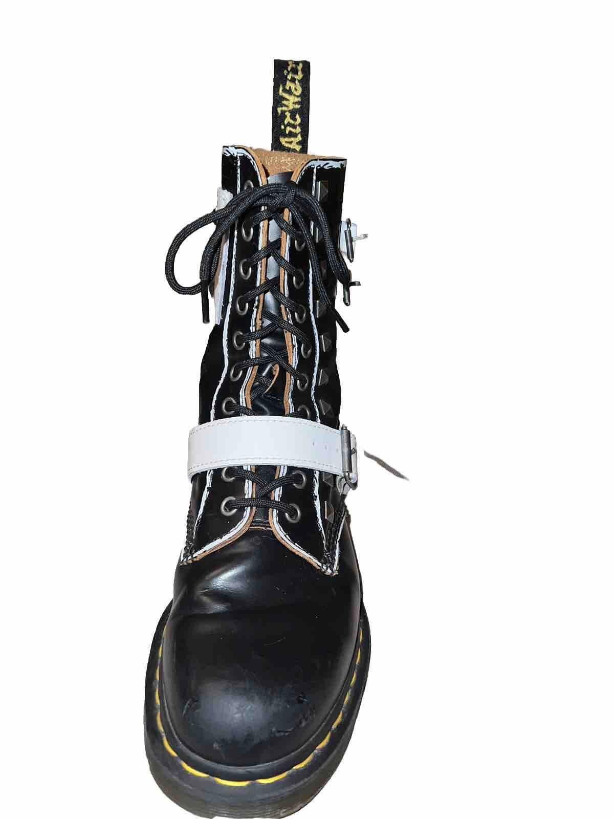 Dr Martens 1490 Joska Stud Buckle Boots Black/White W9 M8