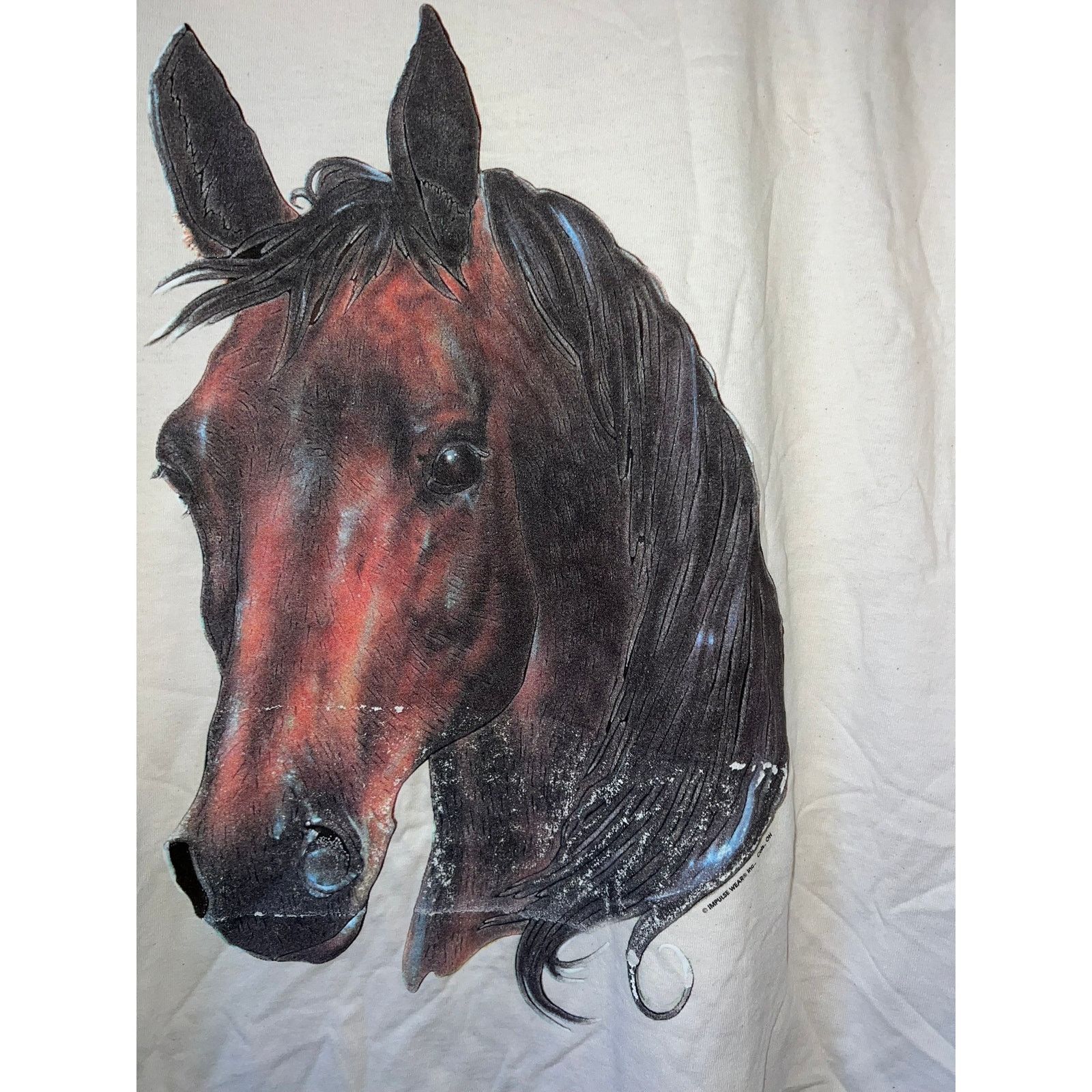 Jerzees 90s Vintage Horse Montana Nature White Shirt Tee VTG 1990s L Size US L / EU 52-54 / 3 - 3 Thumbnail