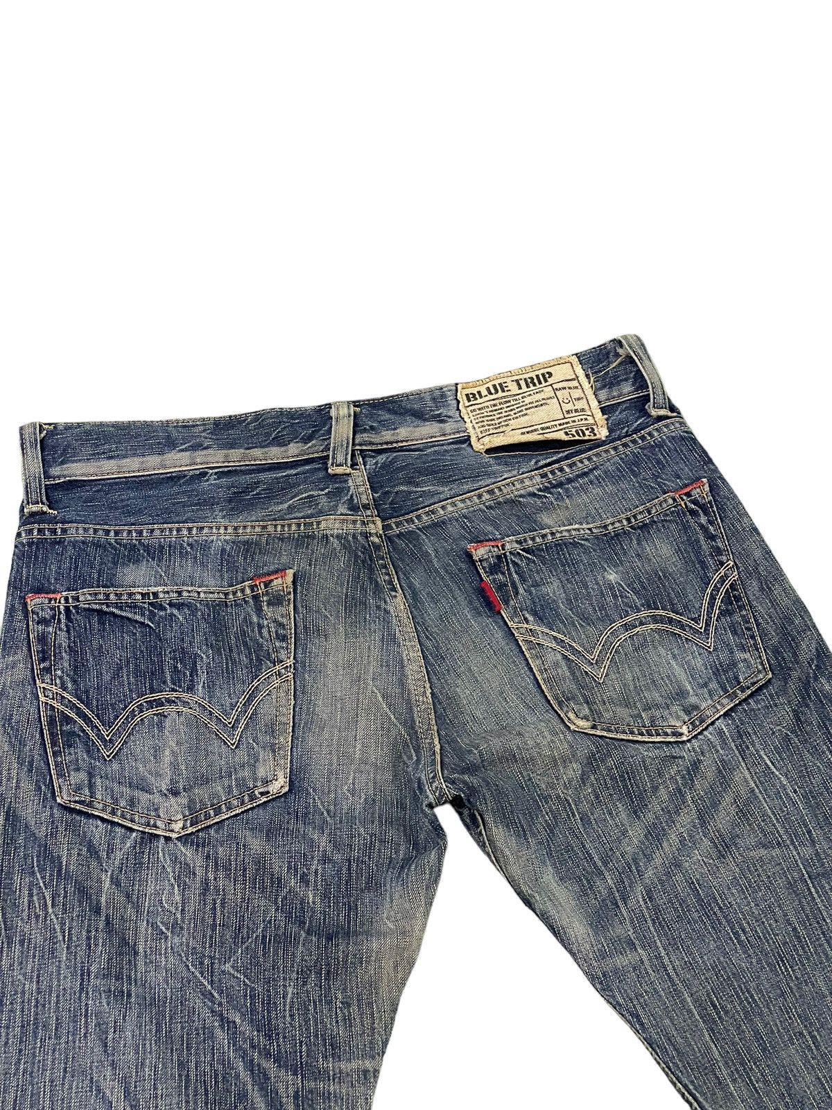 Edwin Flare Jeans Edwin Japan Faded Distress Boot Cut 8🟦0 Size US 35 - 17 Thumbnail